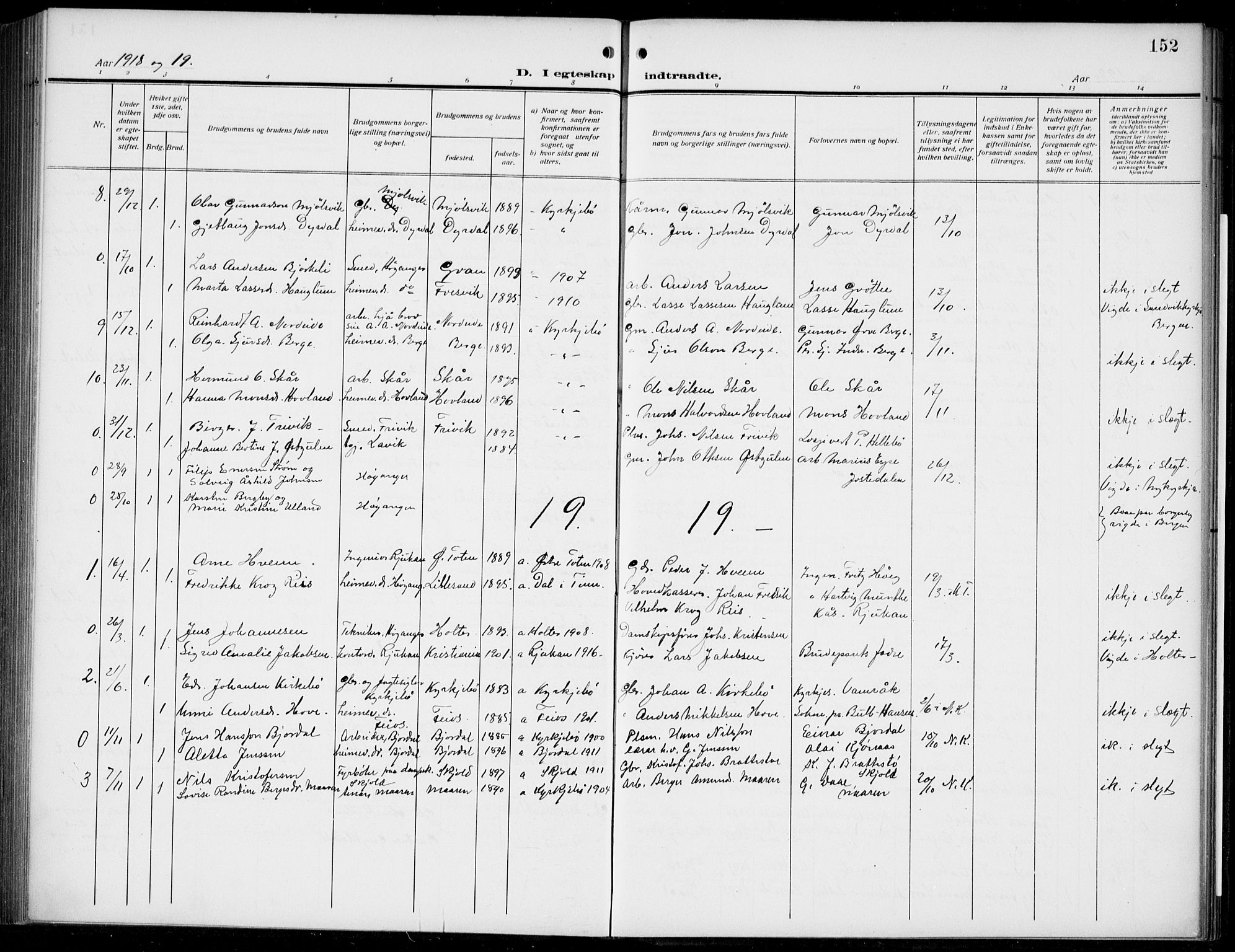 Lavik sokneprestembete, SAB/A-80901: Parish register (copy) no. B 4, 1914-1937, p. 152
