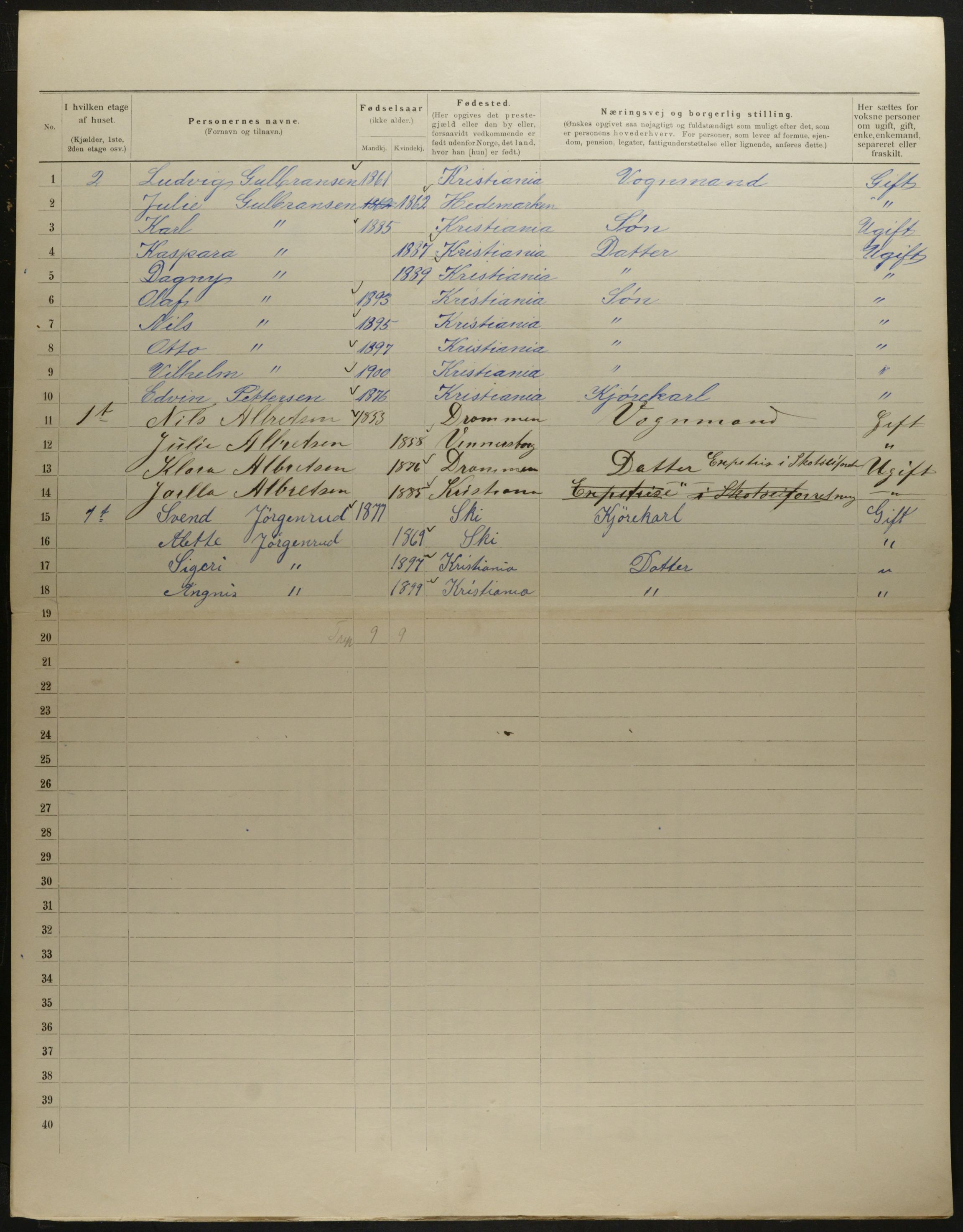 OBA, Municipal Census 1901 for Kristiania, 1901, p. 8079