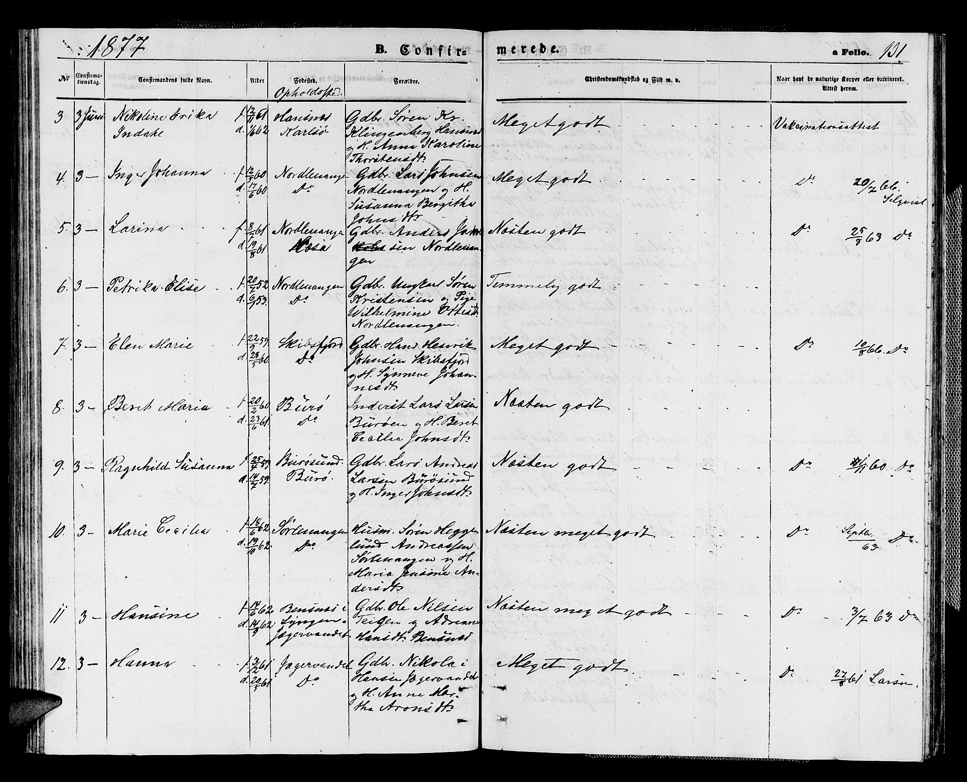 Karlsøy sokneprestembete, AV/SATØ-S-1299/H/Ha/Hab/L0003klokker: Parish register (copy) no. 3, 1862-1877, p. 131