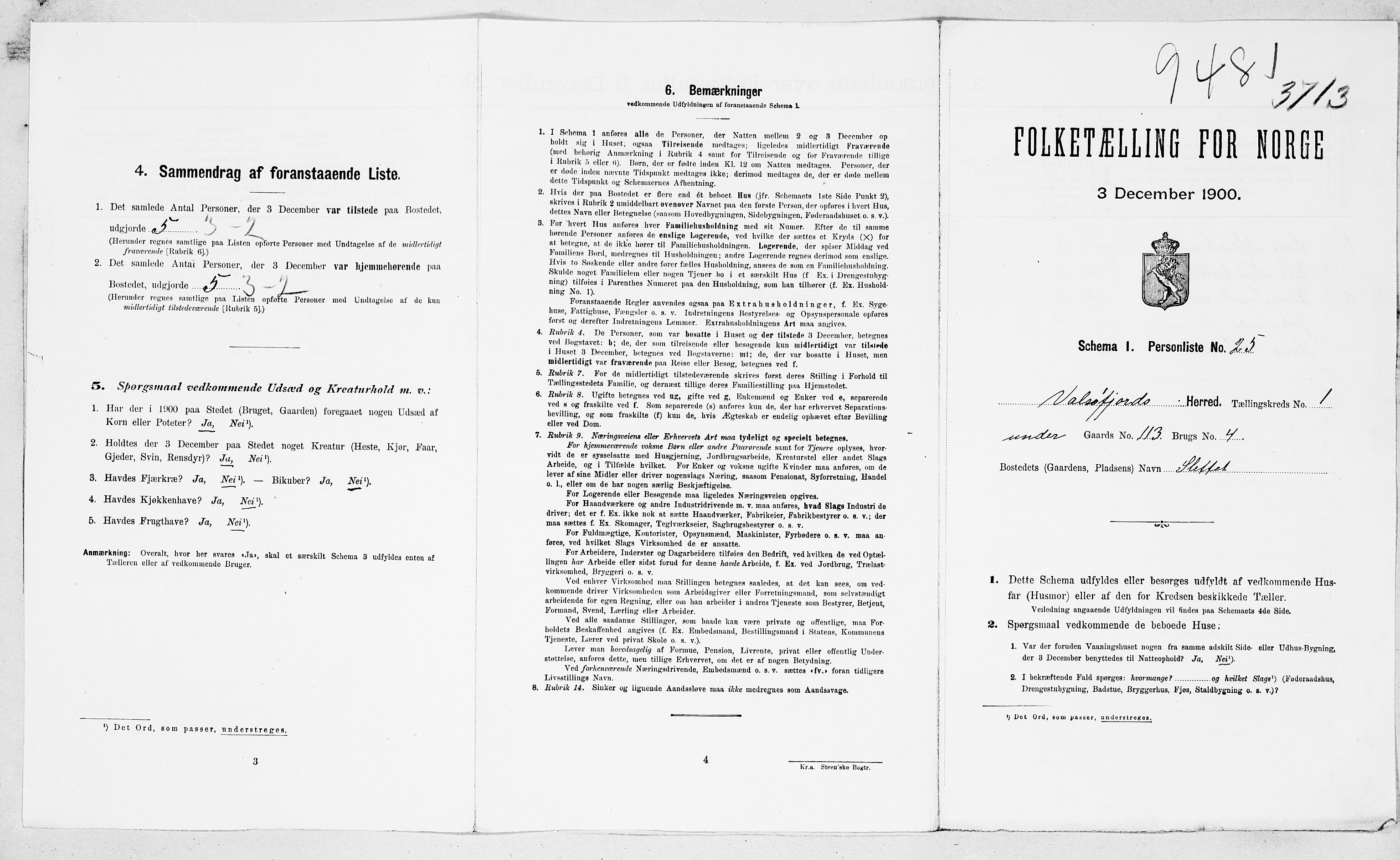 SAT, 1900 census for Valsøyfjord, 1900, p. 10