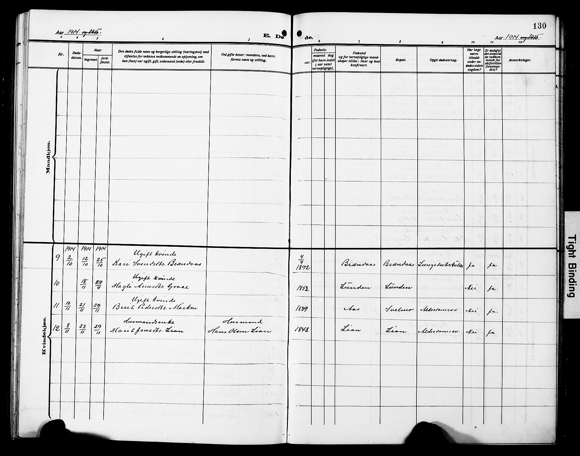 Ministerialprotokoller, klokkerbøker og fødselsregistre - Sør-Trøndelag, SAT/A-1456/698/L1168: Parish register (copy) no. 698C05, 1908-1930, p. 130
