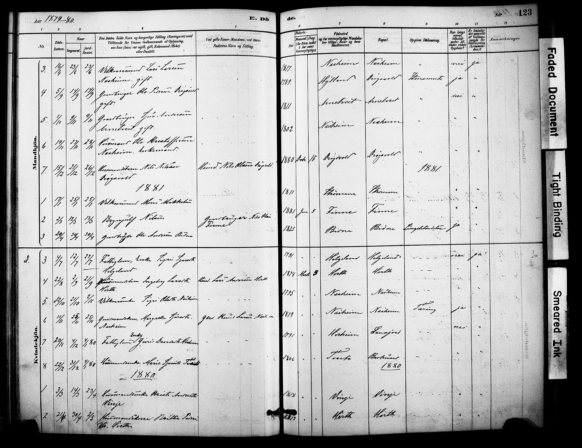 Vossestrand Sokneprestembete, AV/SAB-A-79101/H/Haa: Parish register (official) no. C 1, 1878-1903, p. 123