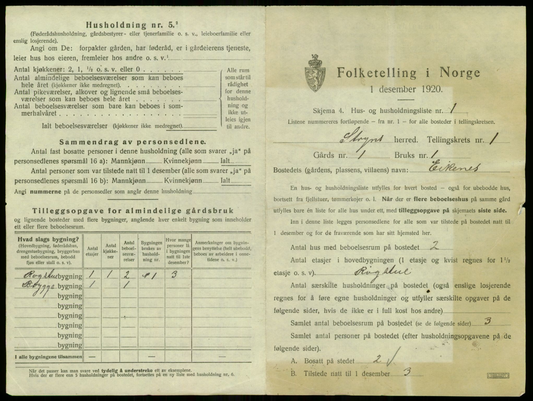 SAB, 1920 census for Stryn, 1920, p. 49