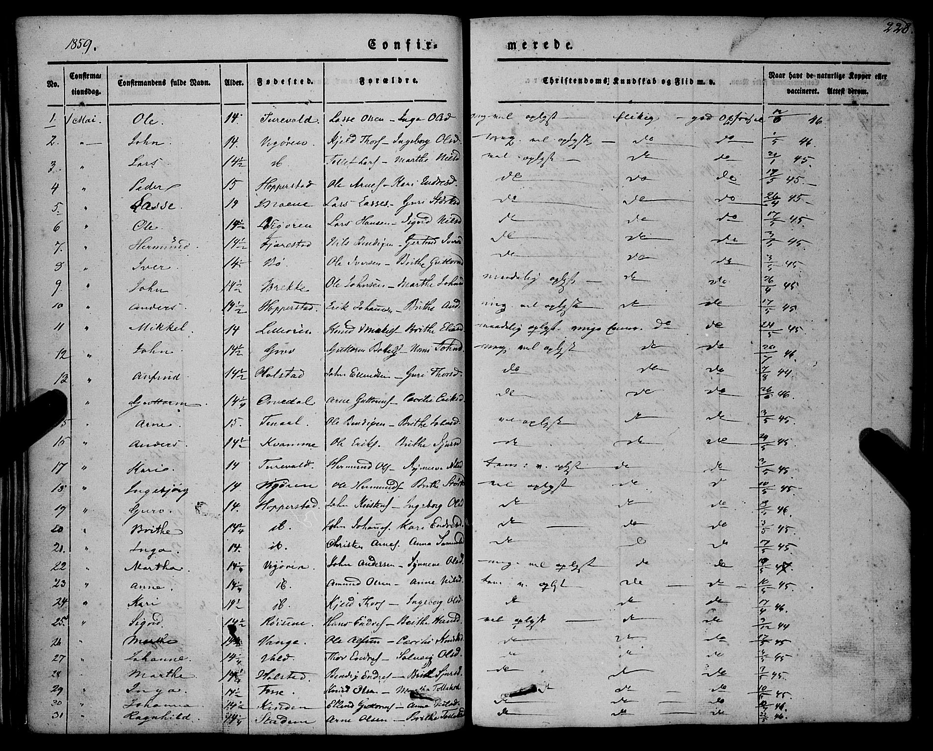 Vik sokneprestembete, AV/SAB-A-81501/H/Haa/Haaa/L0008: Parish register (official) no. A 8, 1846-1865, p. 228