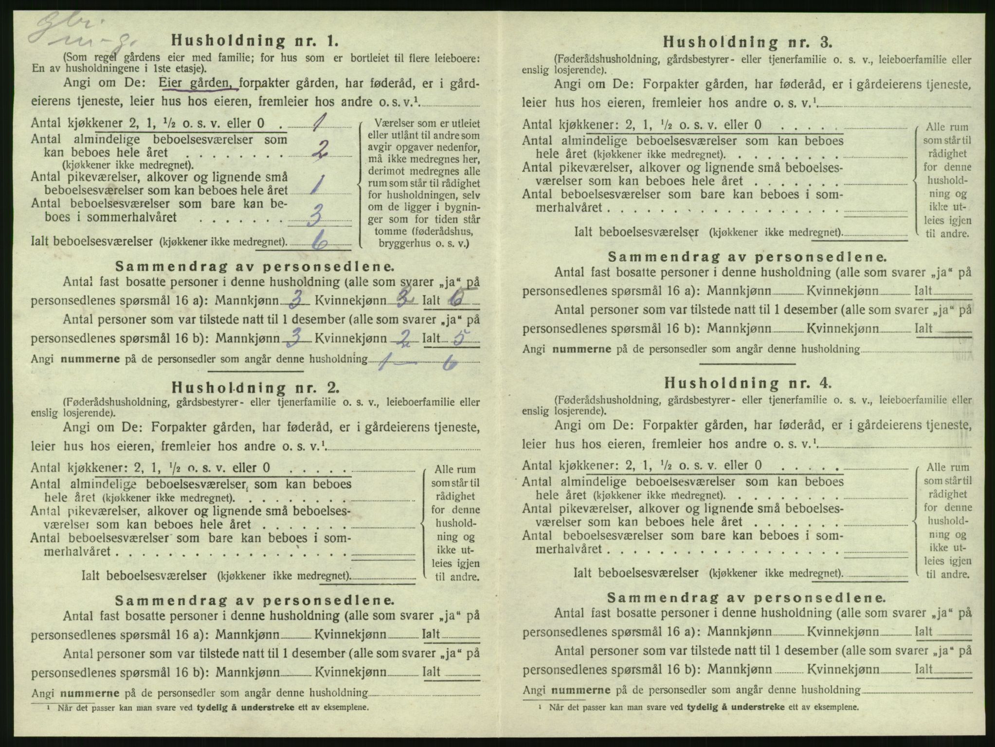 SAT, 1920 census for Nesna, 1920, p. 128