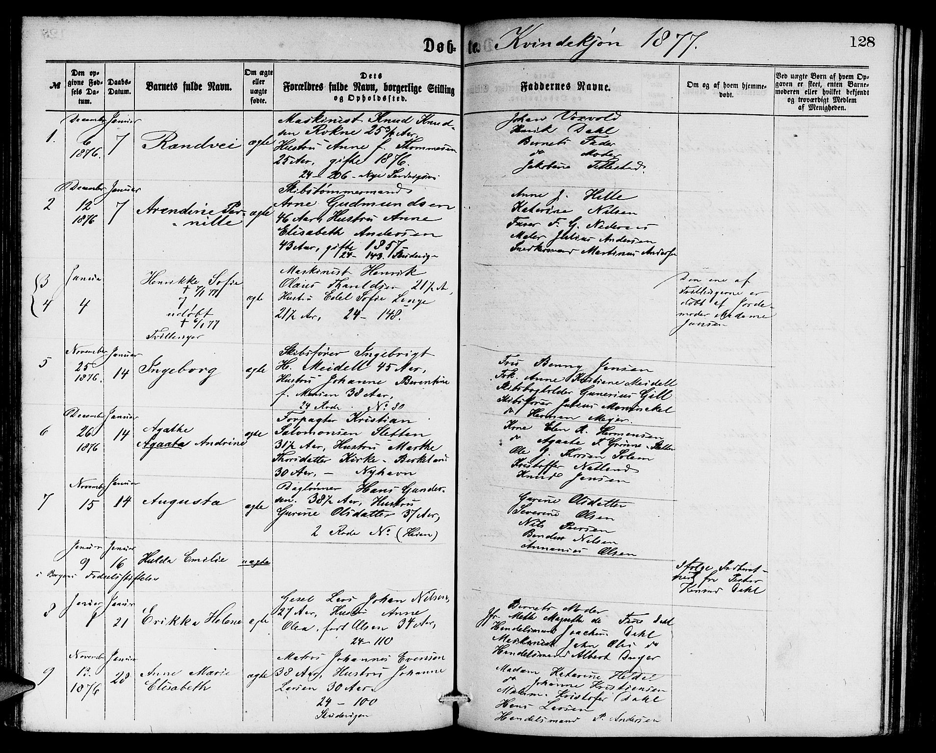 Sandviken Sokneprestembete, SAB/A-77601/H/Hb: Parish register (copy) no. A 1, 1867-1879, p. 128