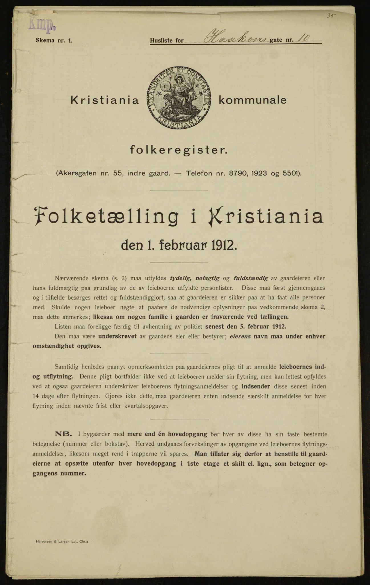 OBA, Municipal Census 1912 for Kristiania, 1912, p. 43110