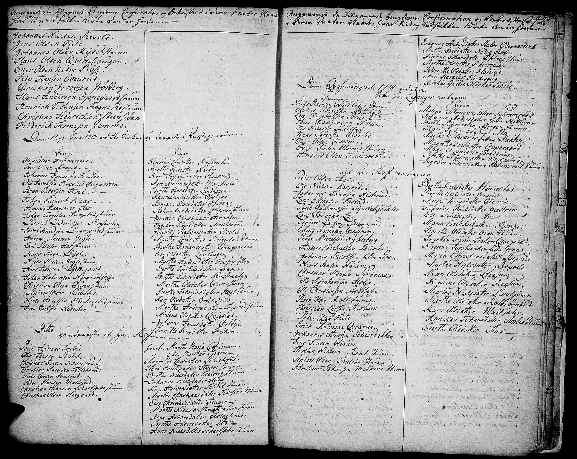 Toten prestekontor, SAH/PREST-102/H/Ha/Haa/L0006: Parish register (official) no. 6, 1773-1793, p. 423