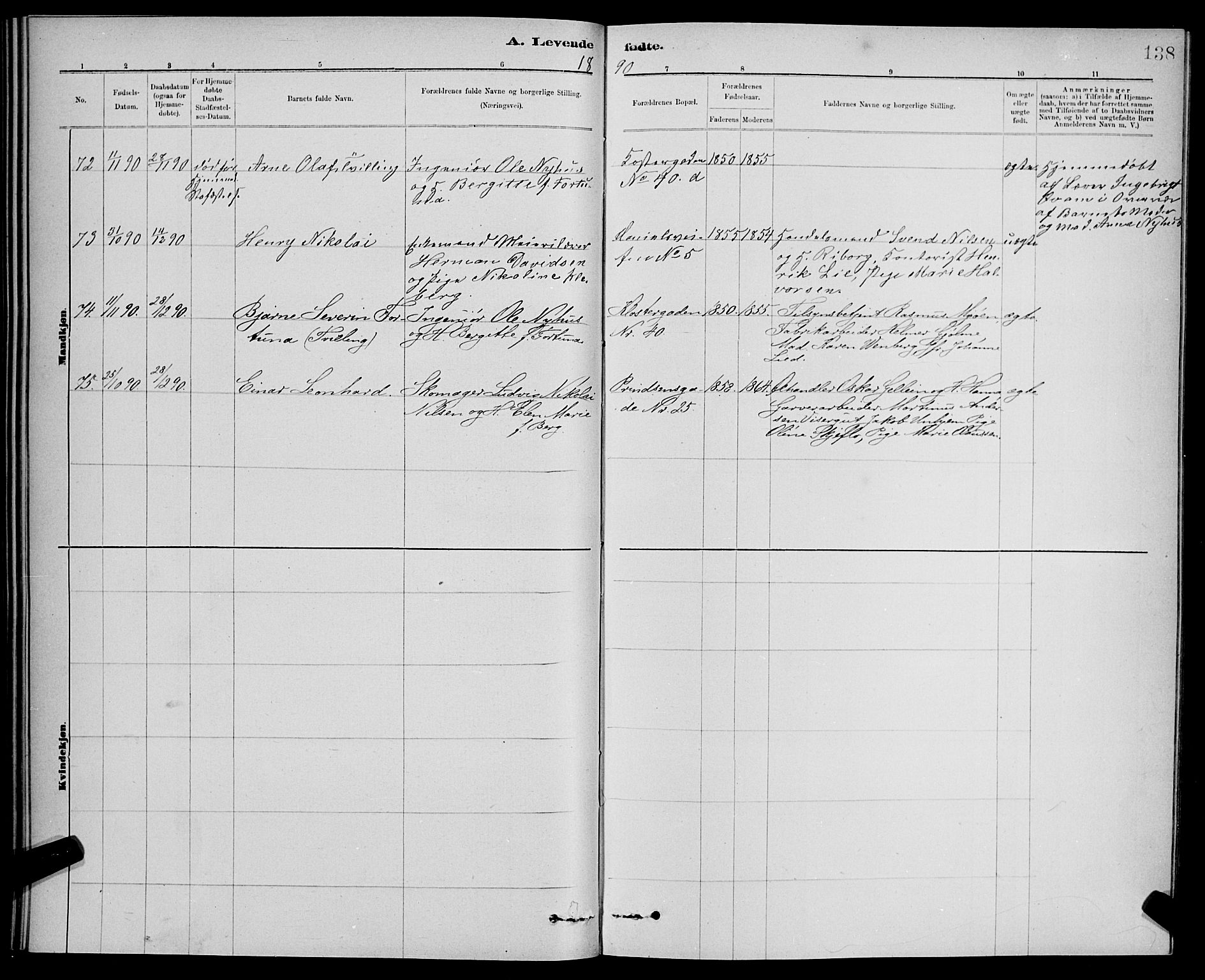 Ministerialprotokoller, klokkerbøker og fødselsregistre - Sør-Trøndelag, SAT/A-1456/601/L0092: Parish register (copy) no. 601C10, 1884-1897, p. 138
