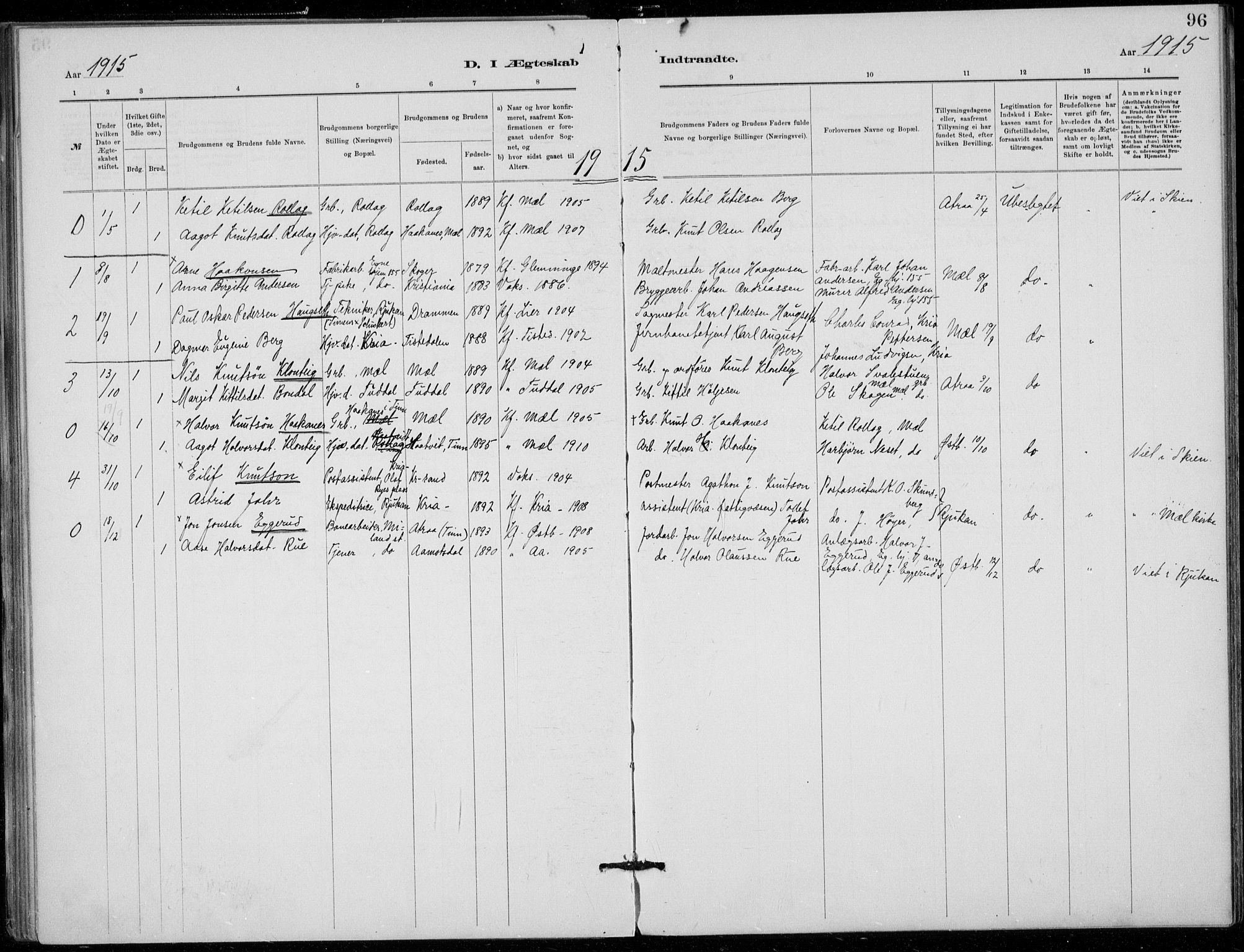 Tinn kirkebøker, AV/SAKO-A-308/F/Fb/L0002: Parish register (official) no. II 2, 1878-1917, p. 96