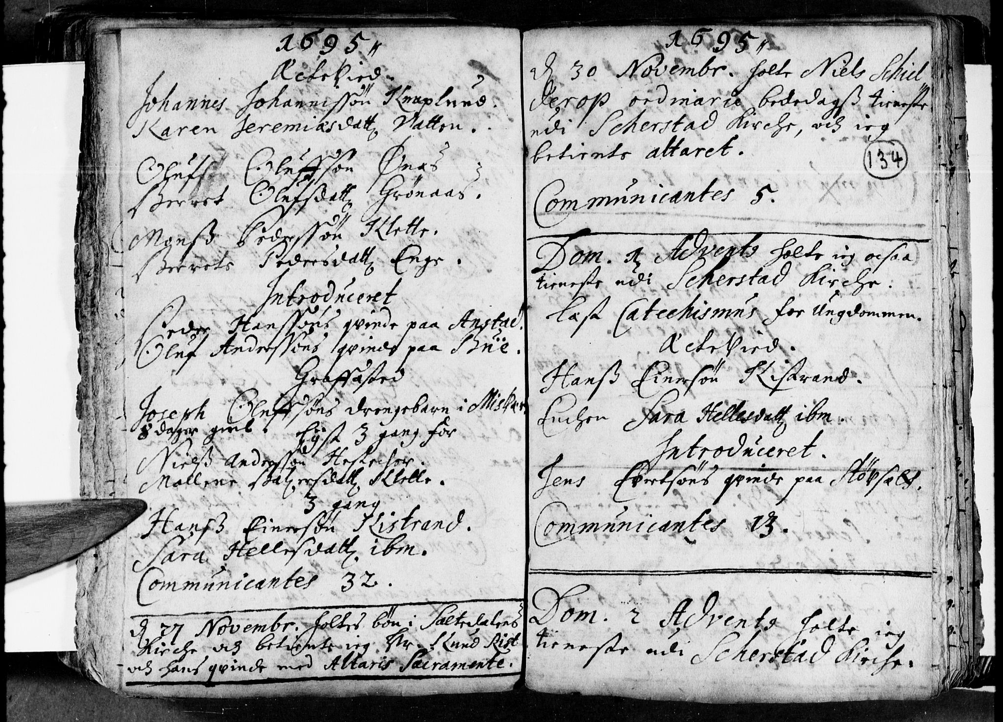 Ministerialprotokoller, klokkerbøker og fødselsregistre - Nordland, AV/SAT-A-1459/852/L0732: Parish register (official) no. 852A02, 1690-1699, p. 134