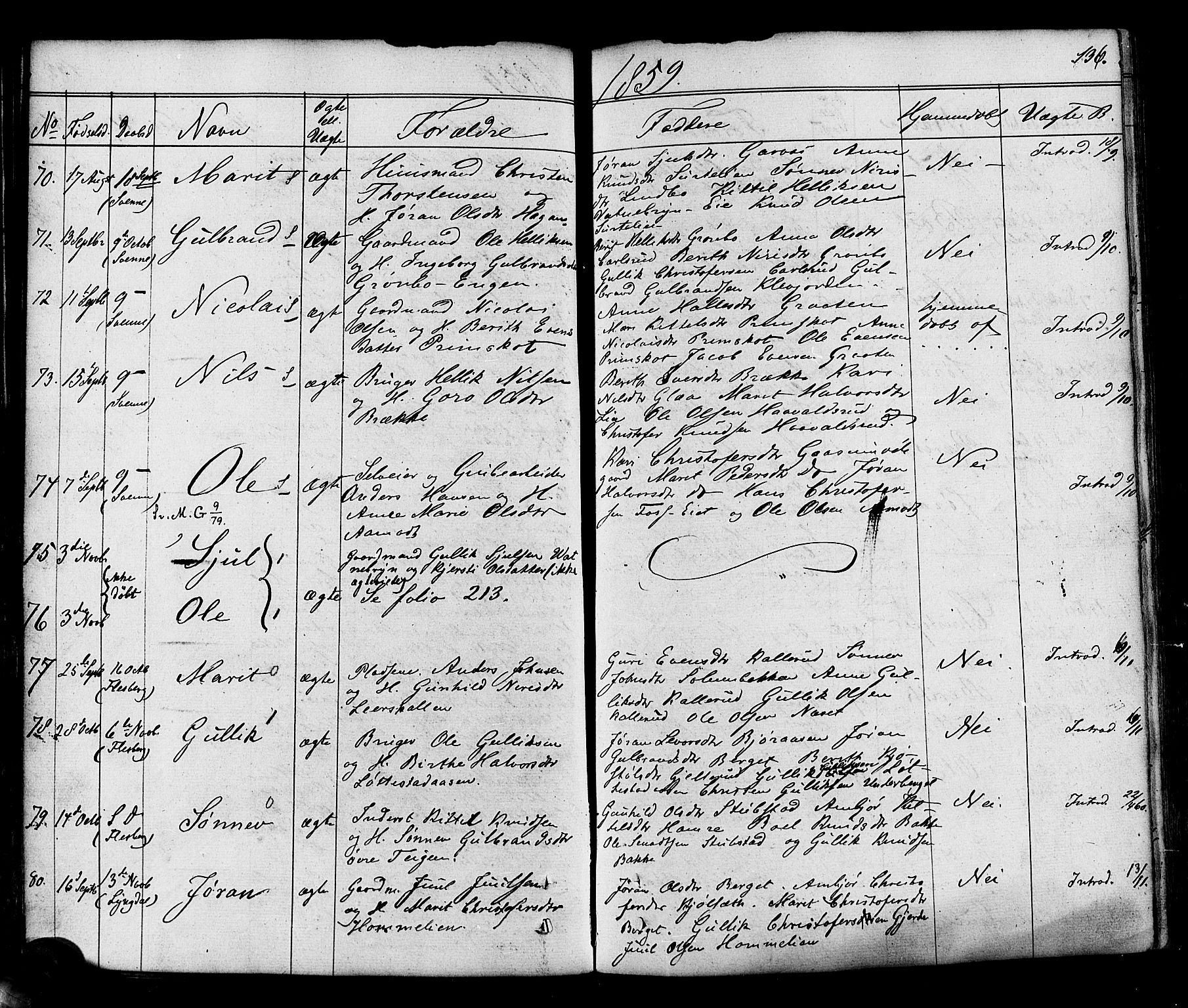 Flesberg kirkebøker, SAKO/A-18/F/Fa/L0006: Parish register (official) no. I 6, 1834-1860, p. 136