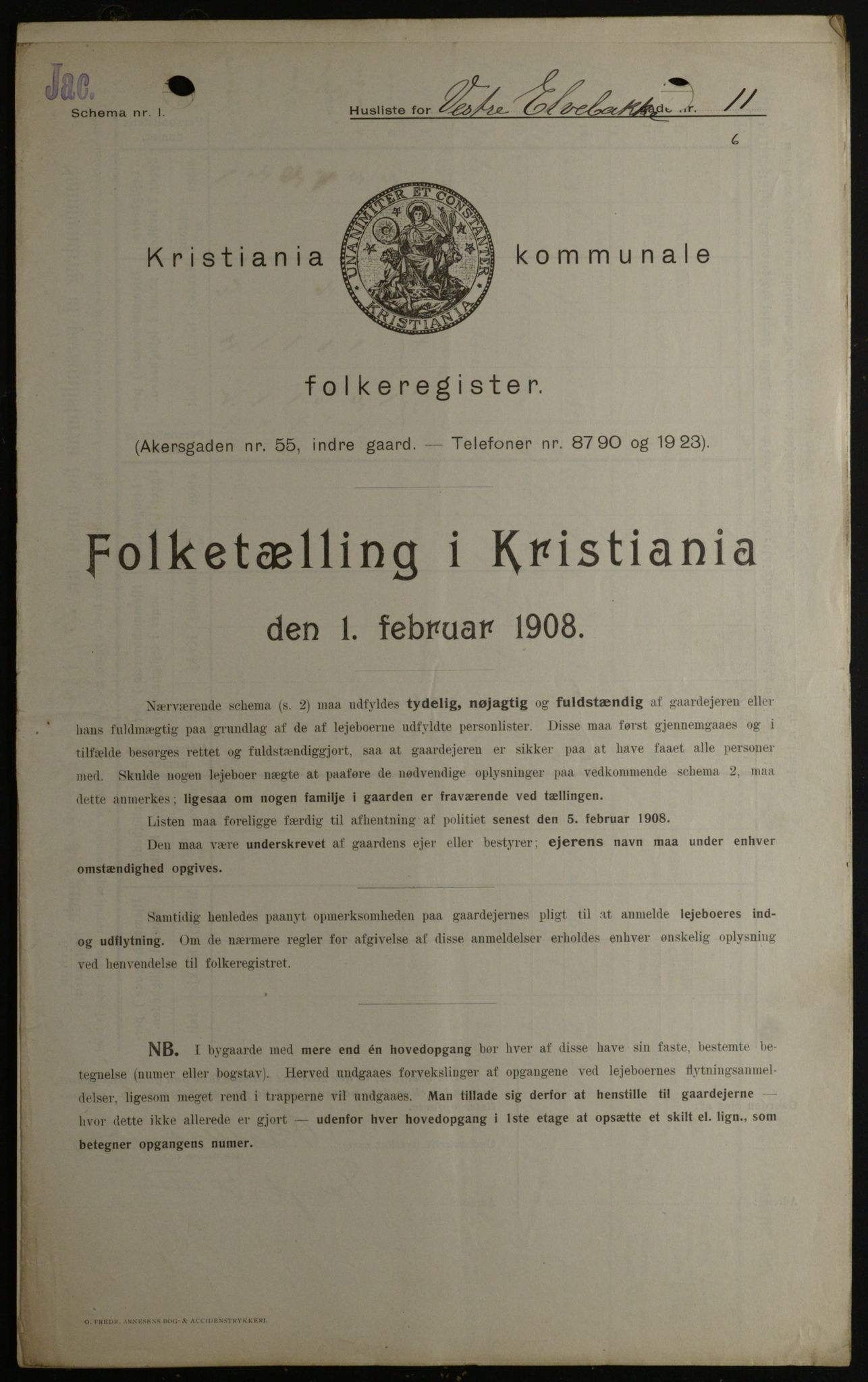 OBA, Municipal Census 1908 for Kristiania, 1908, p. 109982