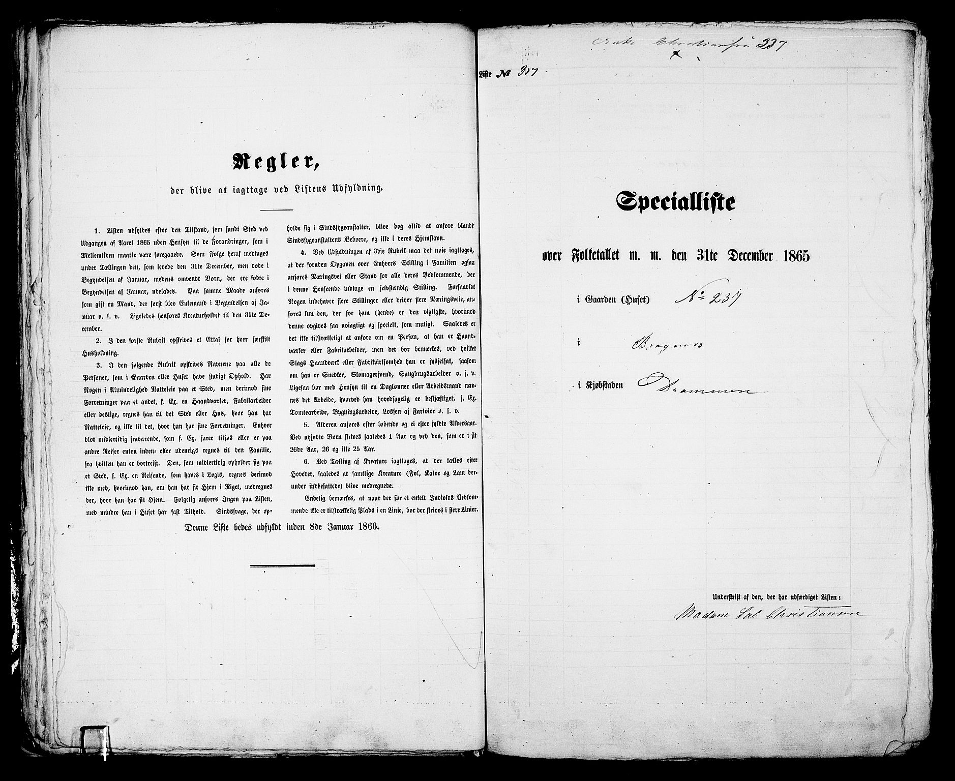 RA, 1865 census for Bragernes in Drammen, 1865, p. 667