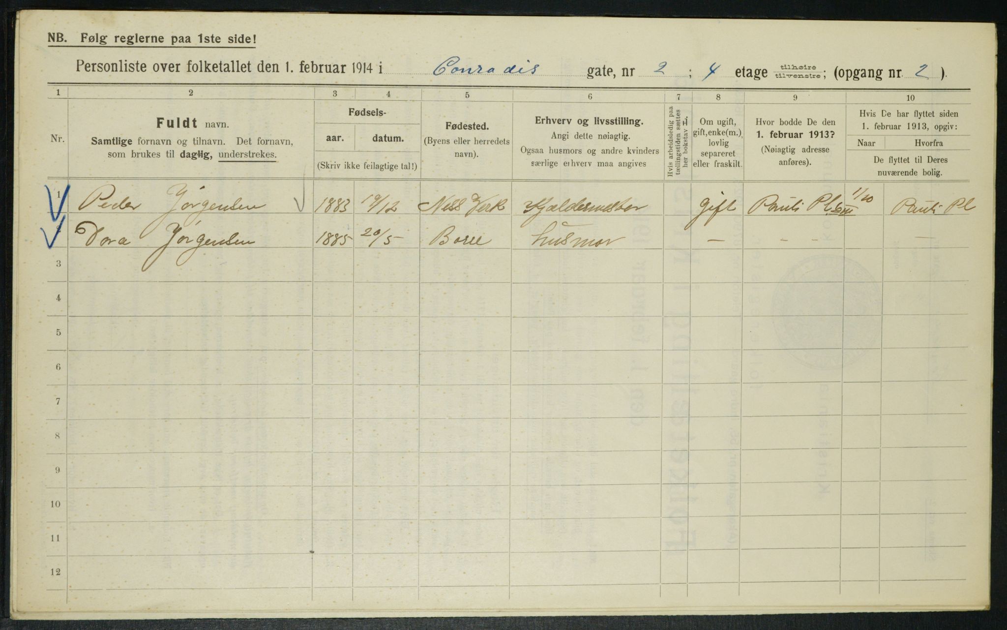 OBA, Municipal Census 1914 for Kristiania, 1914, p. 13536