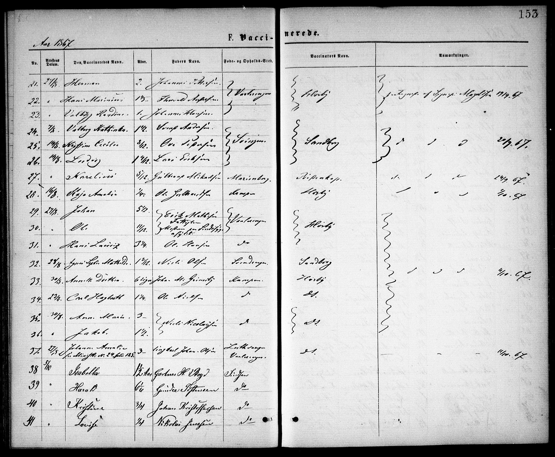 Østre Aker prestekontor Kirkebøker, AV/SAO-A-10840/F/Fa/L0002: Parish register (official) no. I 2, 1861-1878, p. 153