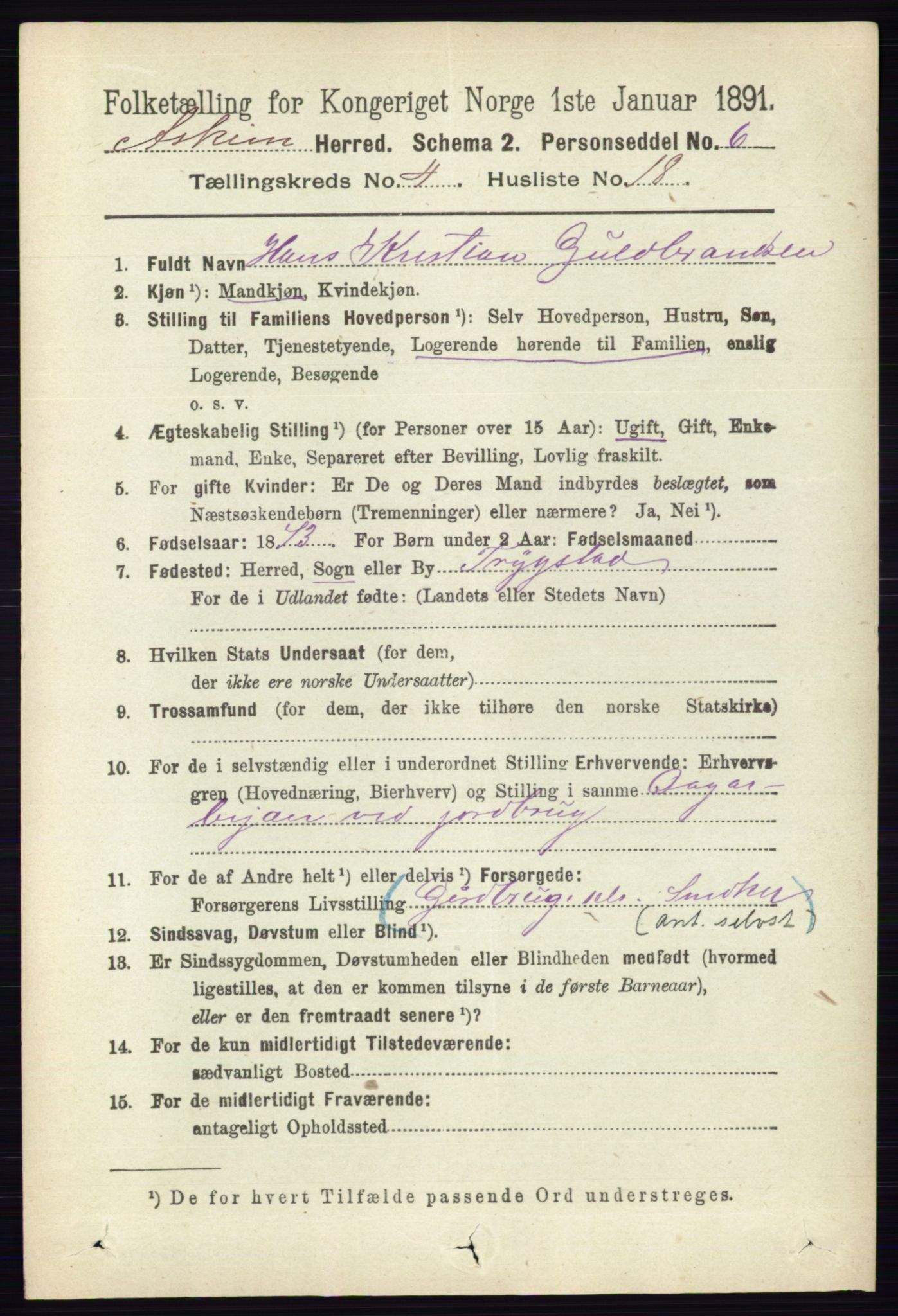 RA, 1891 census for 0124 Askim, 1891, p. 570