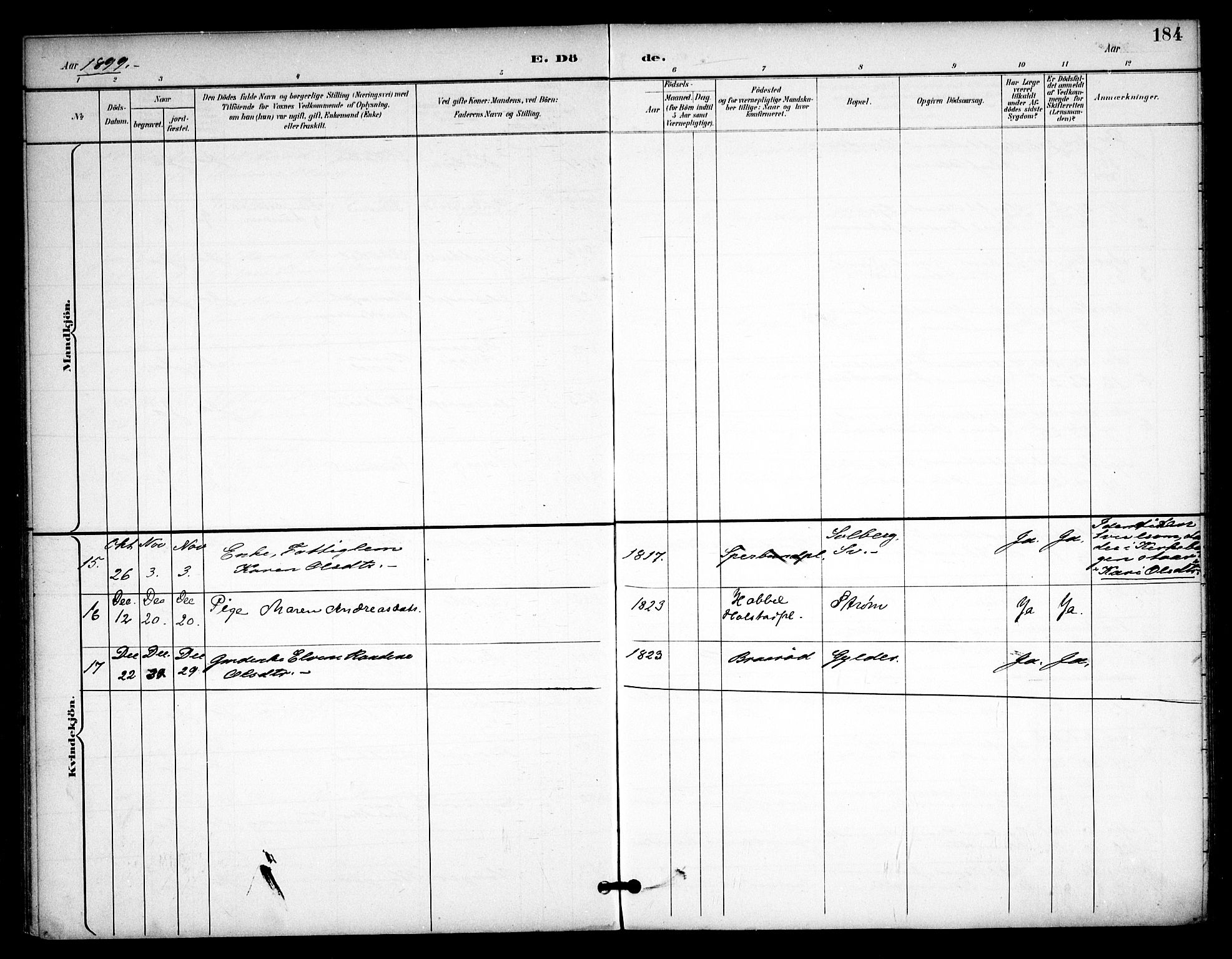 Våler prestekontor Kirkebøker, AV/SAO-A-11083/F/Fa/L0011: Parish register (official) no. I 11, 1893-1909, p. 184