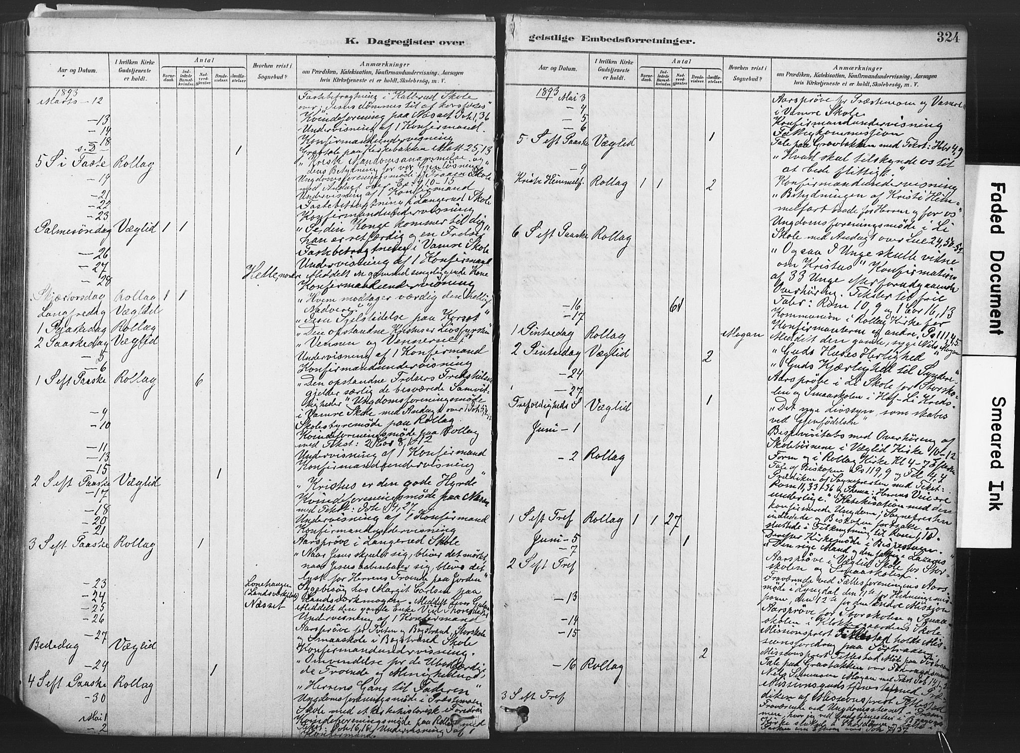 Rollag kirkebøker, AV/SAKO-A-240/F/Fa/L0011: Parish register (official) no. I 11, 1878-1902, p. 324