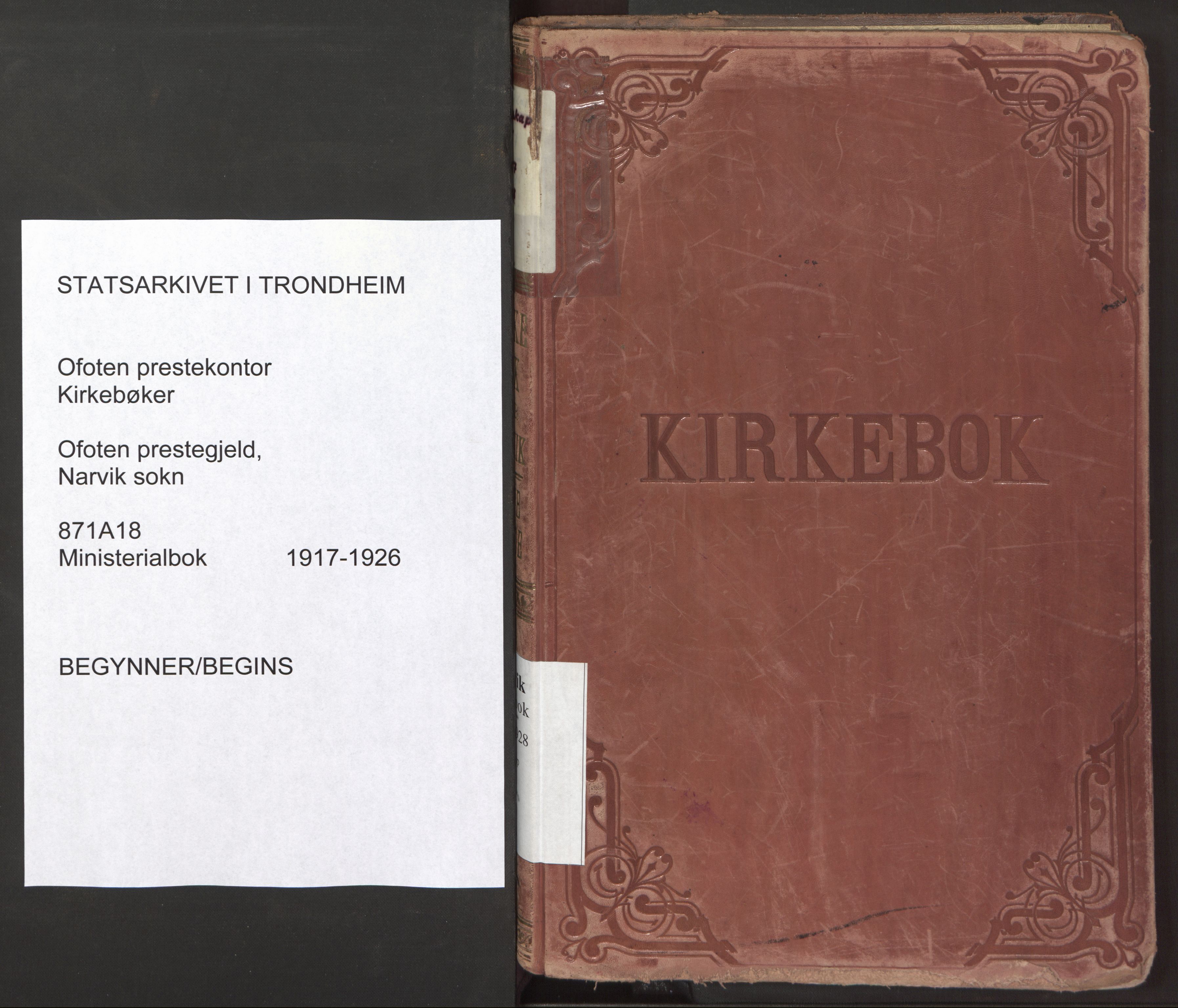 Ministerialprotokoller, klokkerbøker og fødselsregistre - Nordland, SAT/A-1459/871/L1002: Parish register (official) no. 871A18, 1917-1926