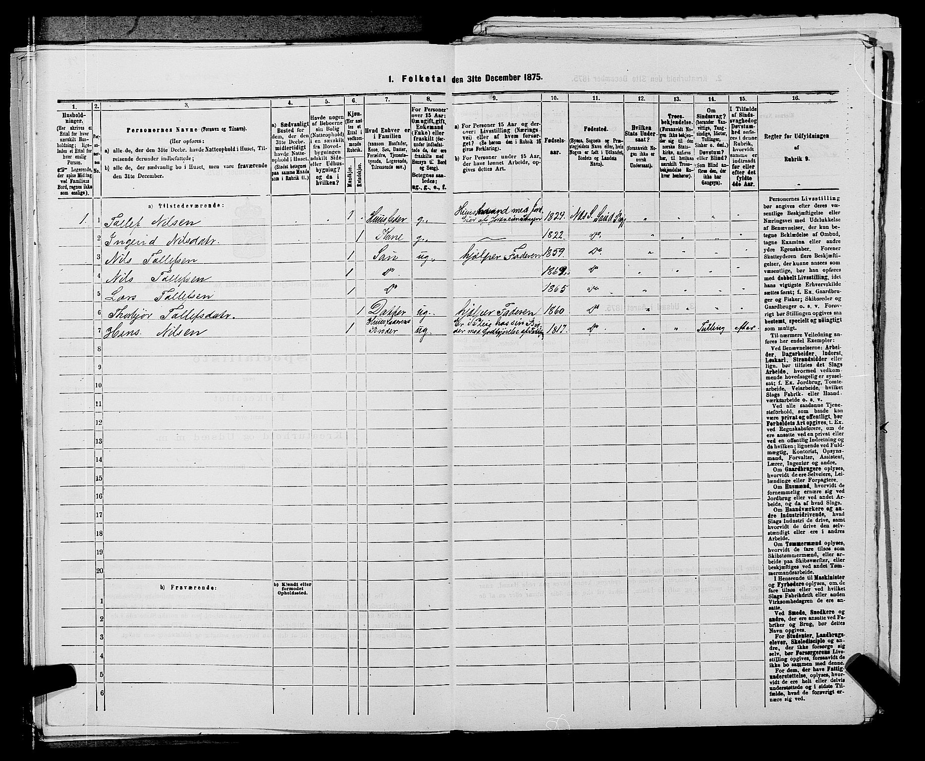 SAKO, 1875 census for 0822P Sauherad, 1875, p. 1033