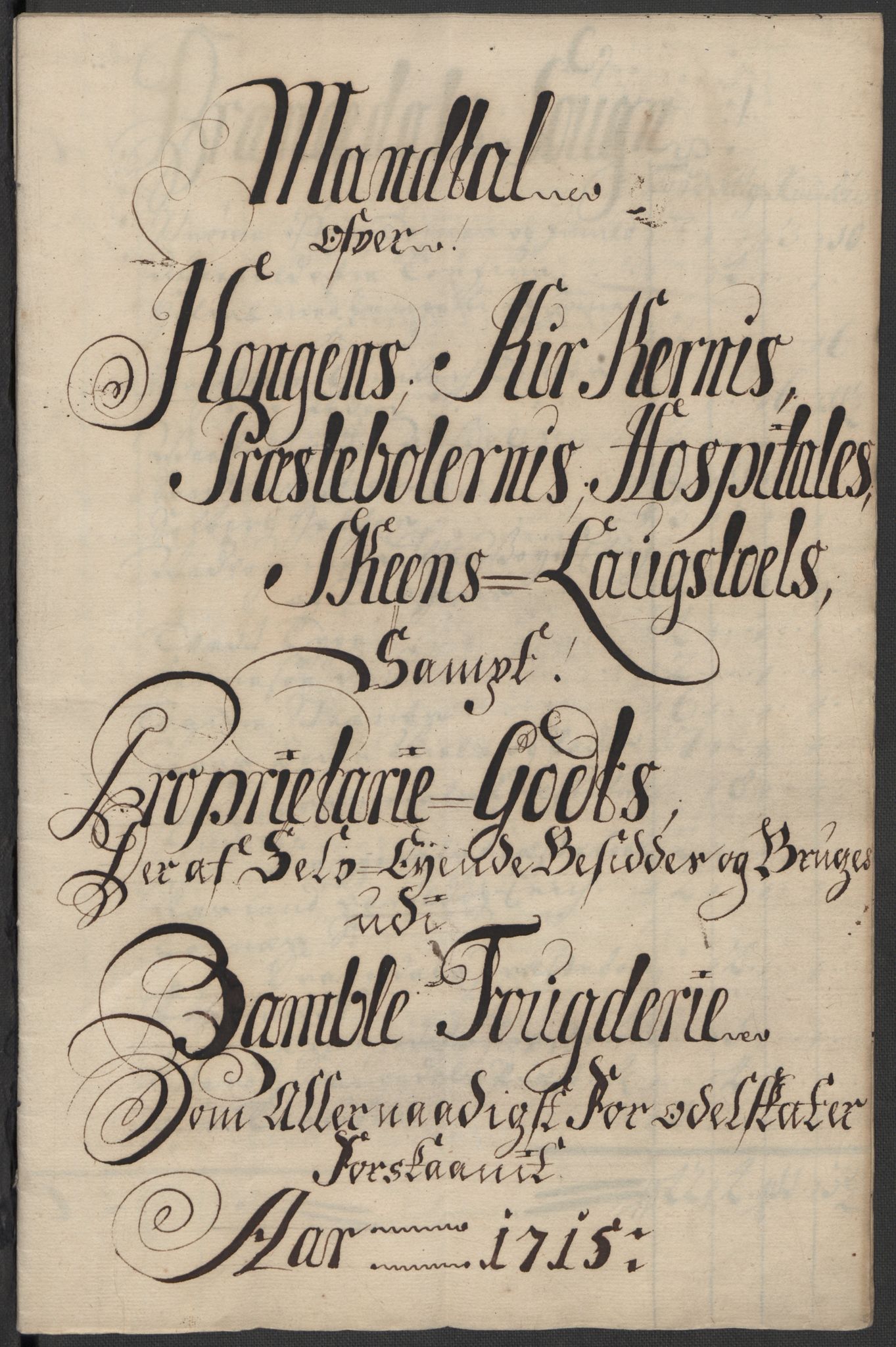 Rentekammeret inntil 1814, Reviderte regnskaper, Fogderegnskap, RA/EA-4092/R36/L2127: Fogderegnskap Øvre og Nedre Telemark og Bamble, 1715, p. 320