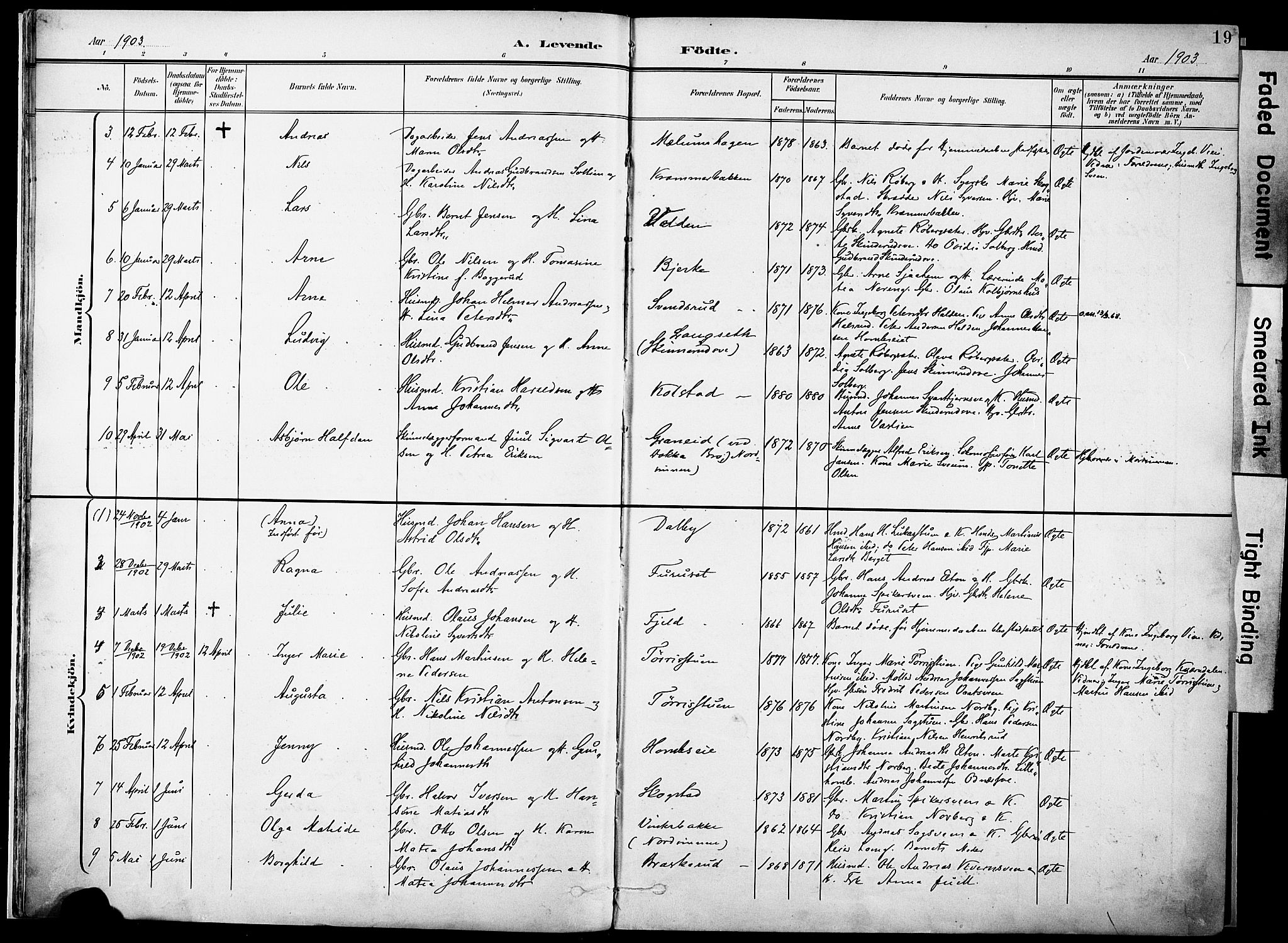 Nordre Land prestekontor, SAH/PREST-124/H/Ha/Haa/L0006: Parish register (official) no. 6, 1897-1914, p. 19