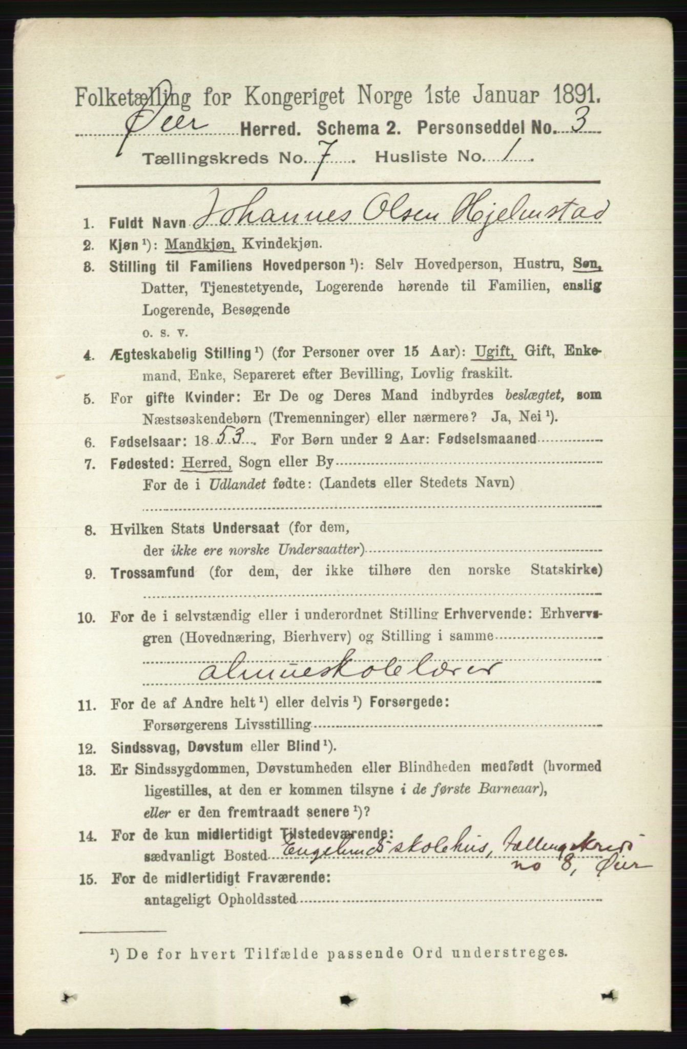 RA, 1891 census for 0521 Øyer, 1891, p. 2478