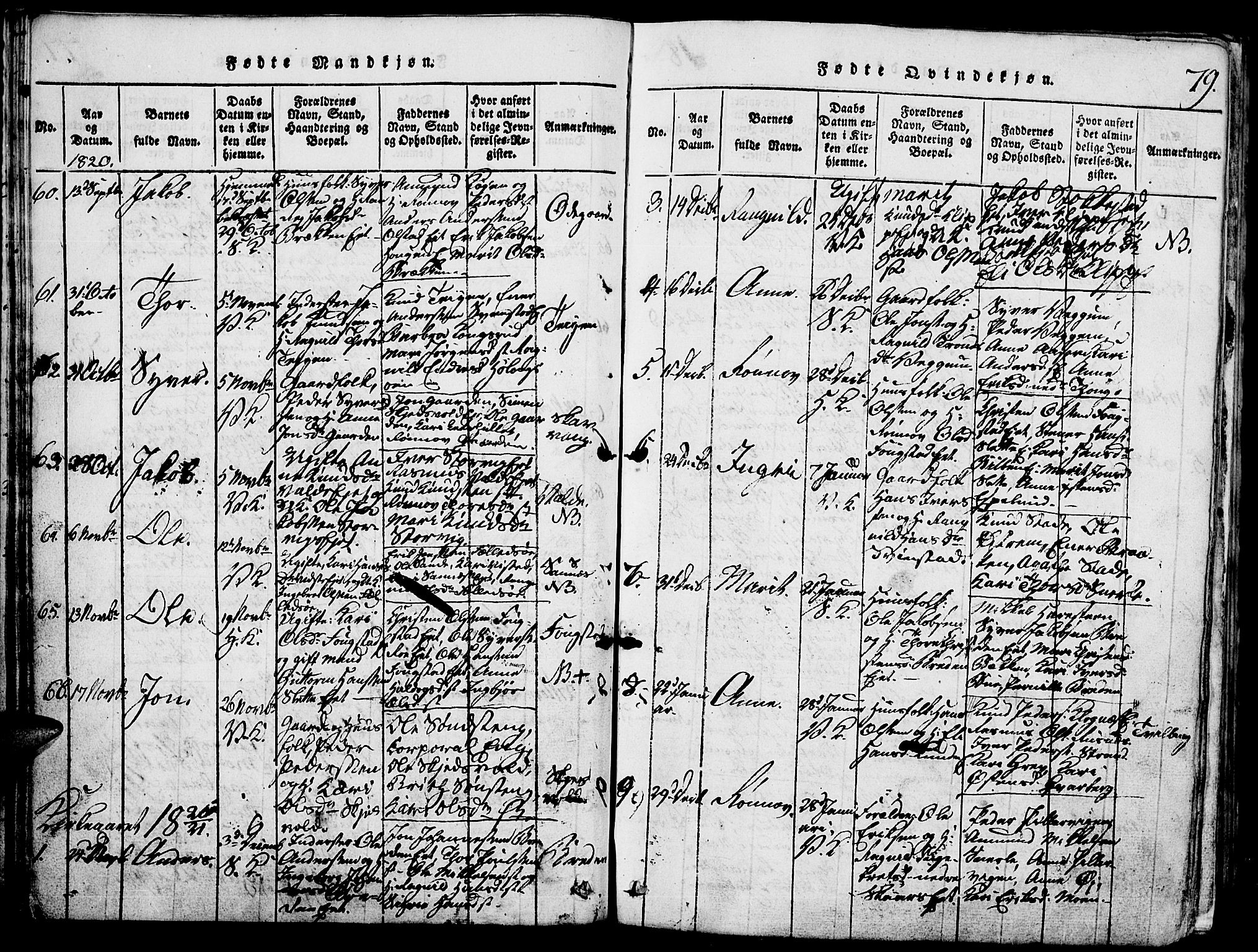Vågå prestekontor, SAH/PREST-076/H/Ha/Hab/L0001: Parish register (copy) no. 1, 1815-1827, p. 78-79
