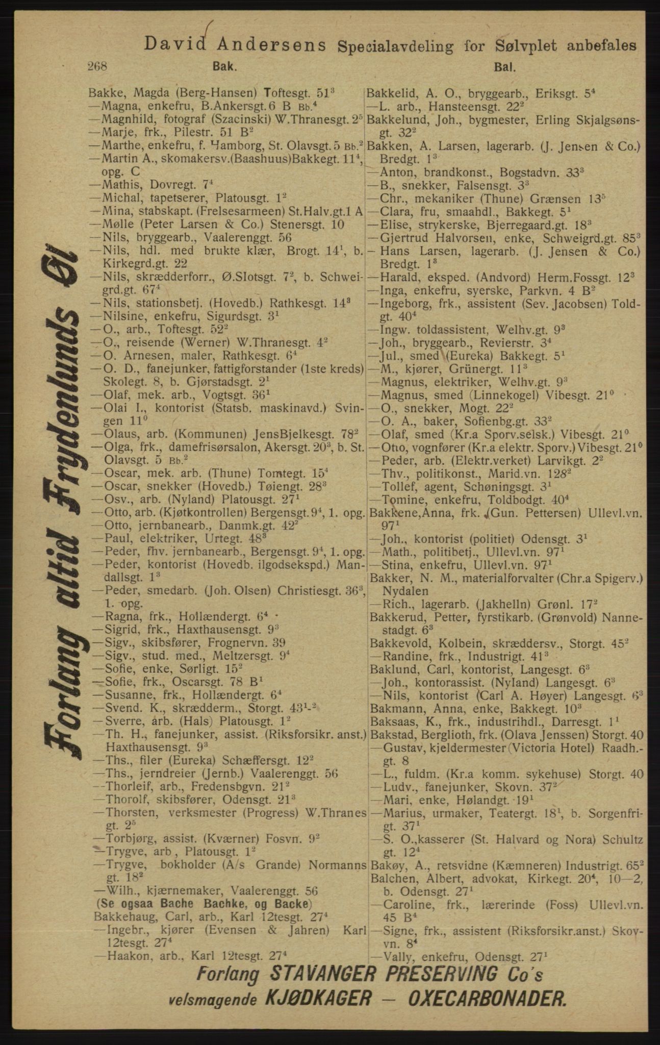 Kristiania/Oslo adressebok, PUBL/-, 1913, p. 278