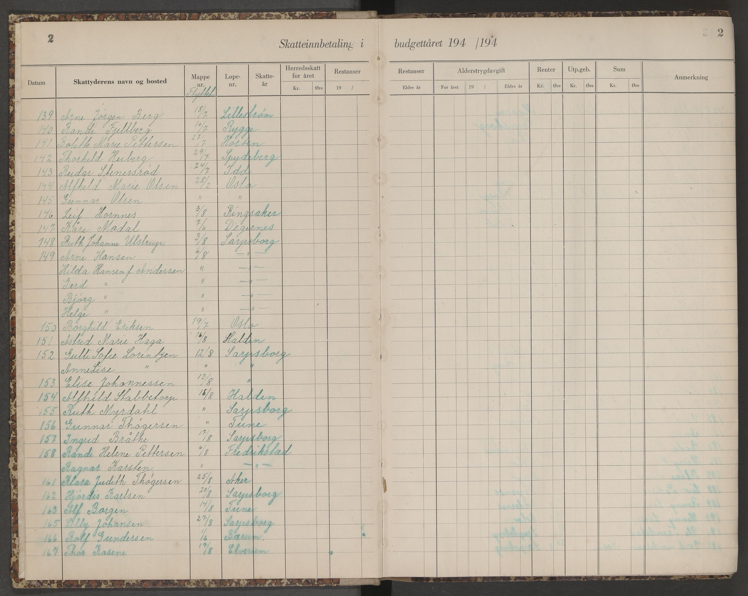 Skjeberg folkeregister, AV/SAO-A-10495/K/Ka/L0003: Fortegnelse over inn- og utflyttede, 1943-1947, p. 2