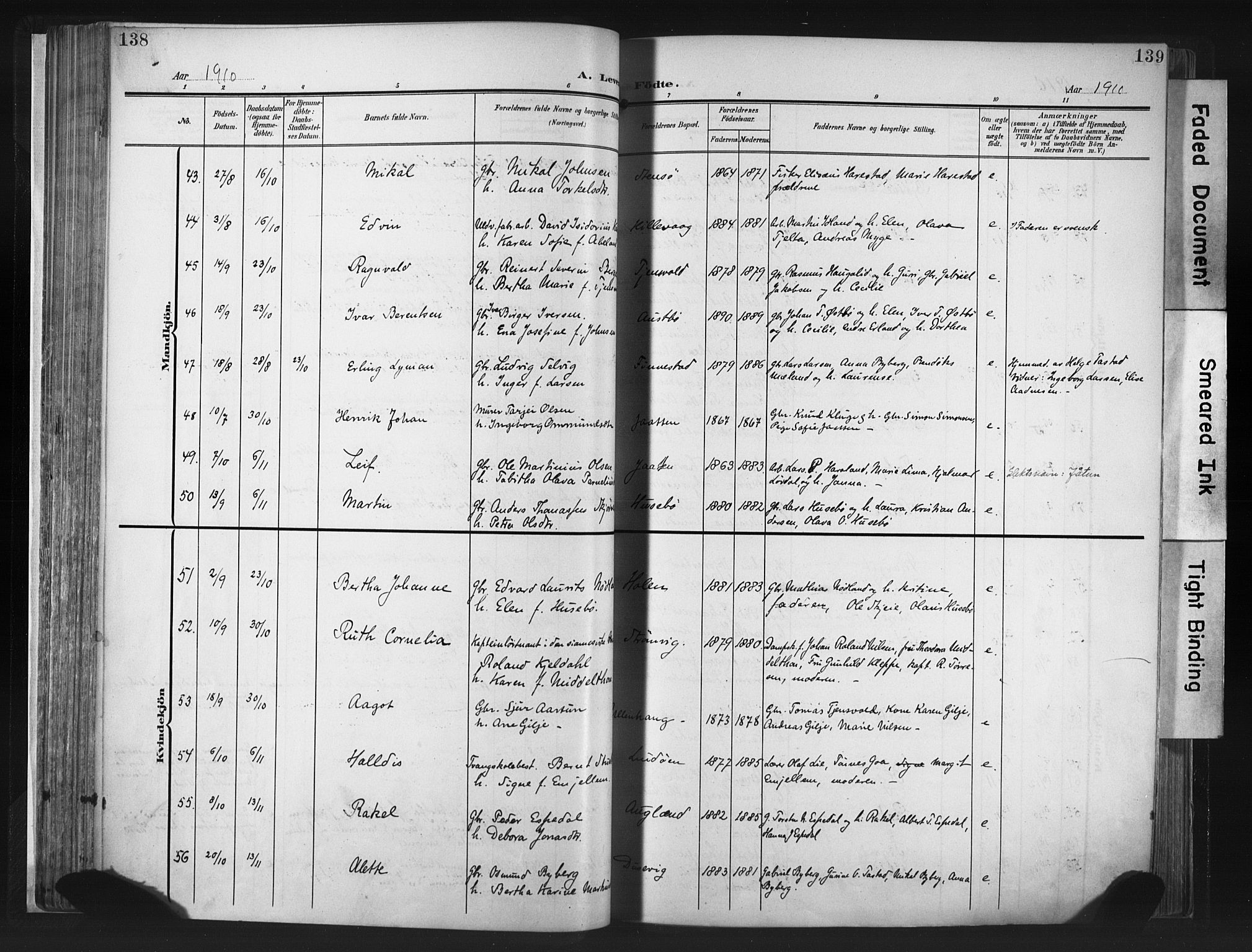 Hetland sokneprestkontor, AV/SAST-A-101826/30/30BA/L0013: Parish register (official) no. A 13, 1904-1918, p. 138-139