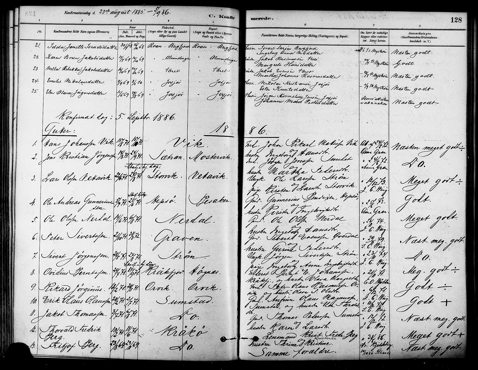 Ministerialprotokoller, klokkerbøker og fødselsregistre - Sør-Trøndelag, AV/SAT-A-1456/657/L0707: Parish register (official) no. 657A08, 1879-1893, p. 128