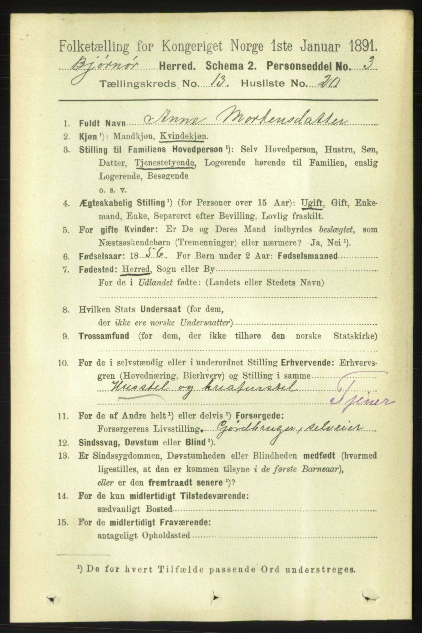 RA, 1891 census for 1632 Bjørnør, 1891, p. 5680