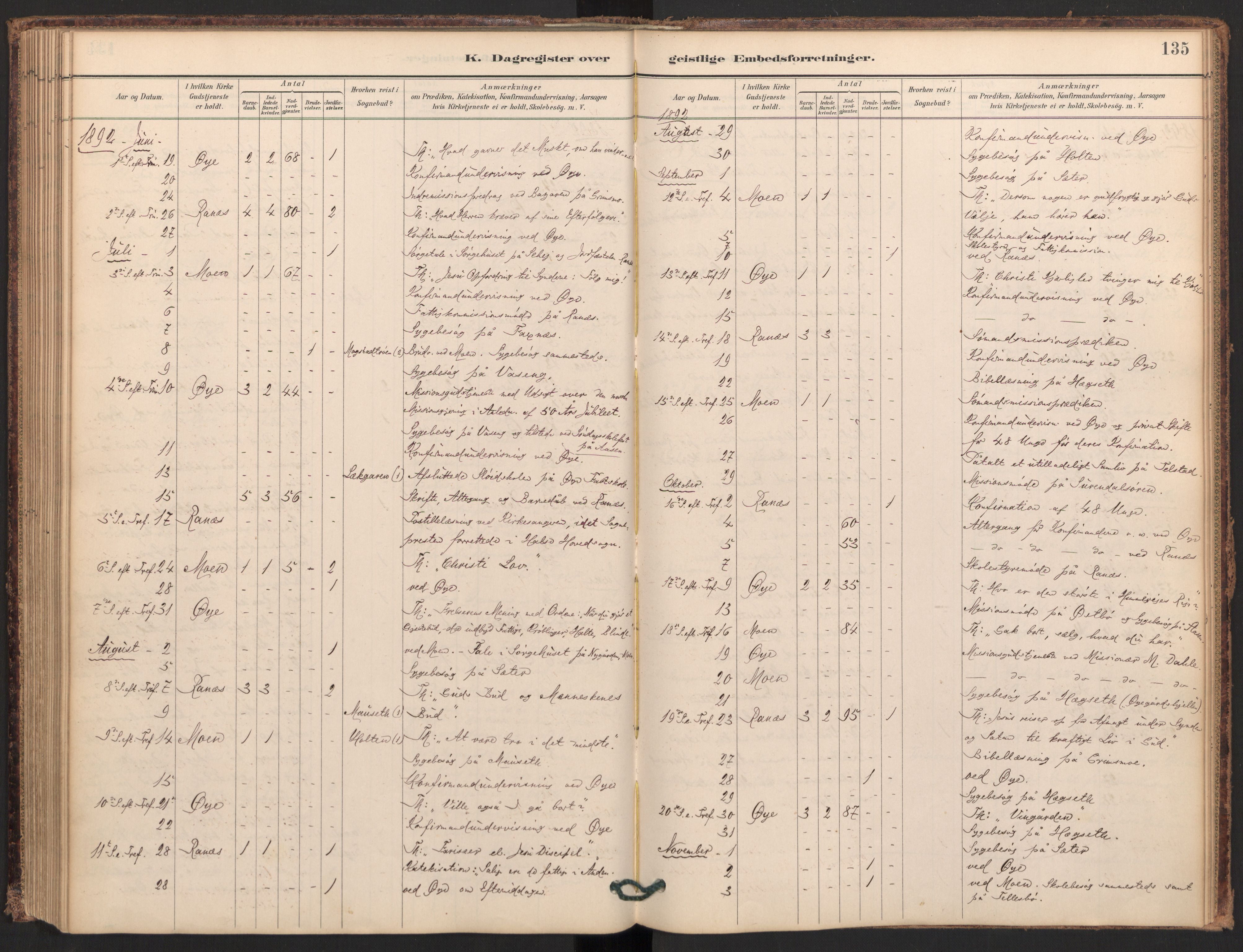 Ministerialprotokoller, klokkerbøker og fødselsregistre - Møre og Romsdal, SAT/A-1454/595/L1047: Parish register (official) no. 595A09, 1885-1900, p. 135