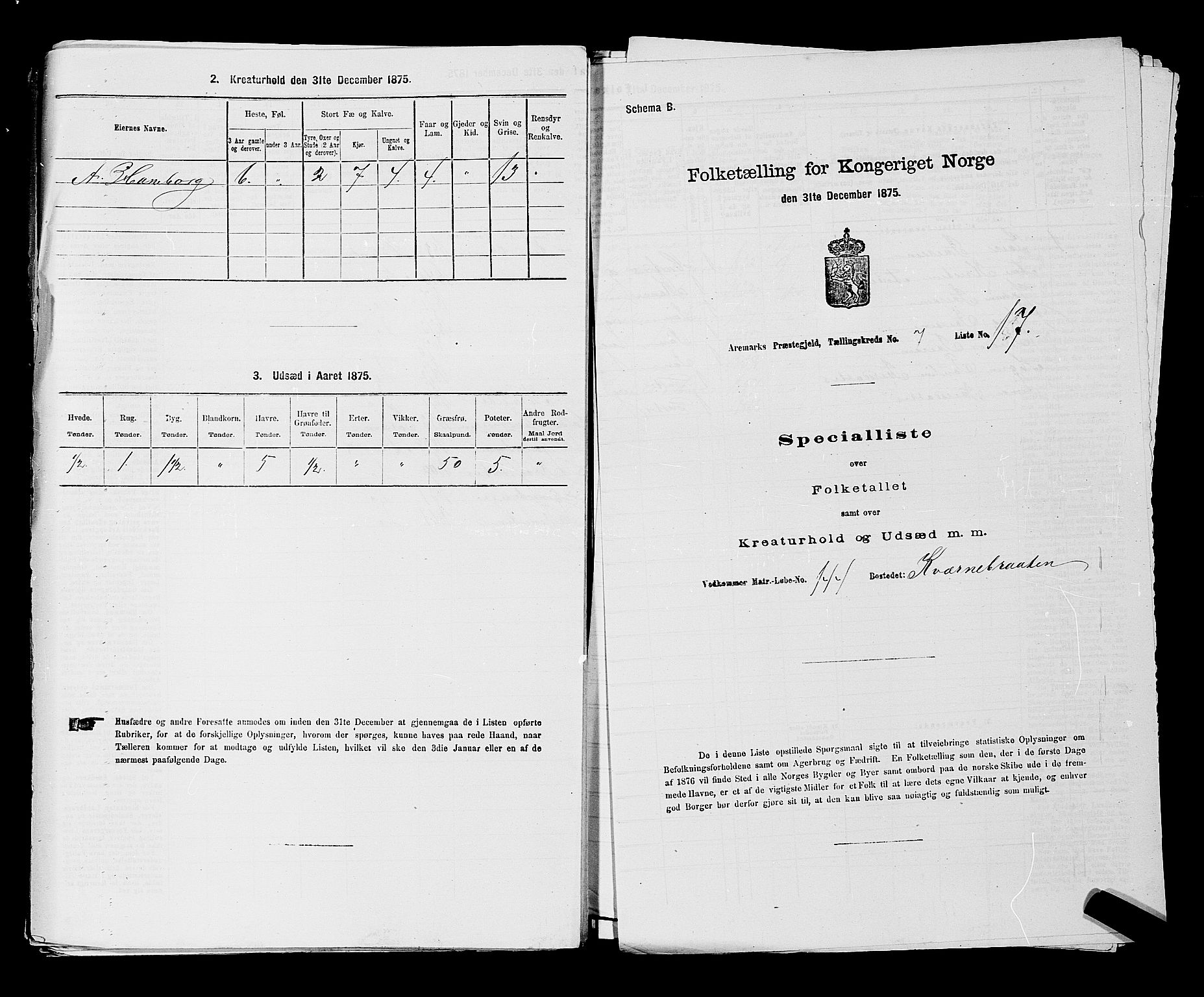 RA, 1875 census for 0118P Aremark, 1875, p. 1004