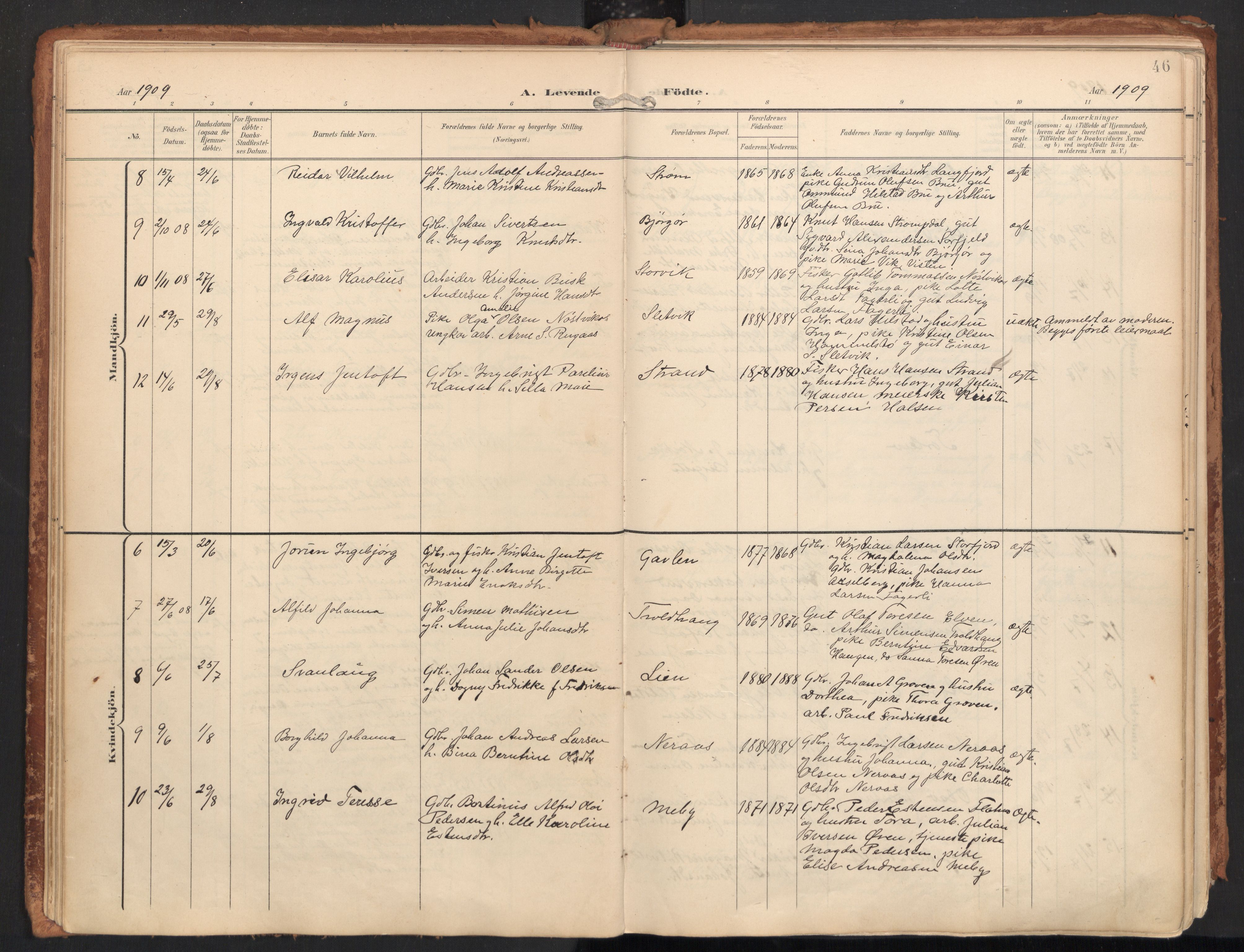 Ministerialprotokoller, klokkerbøker og fødselsregistre - Nordland, AV/SAT-A-1459/814/L0227: Parish register (official) no. 814A08, 1899-1920, p. 46