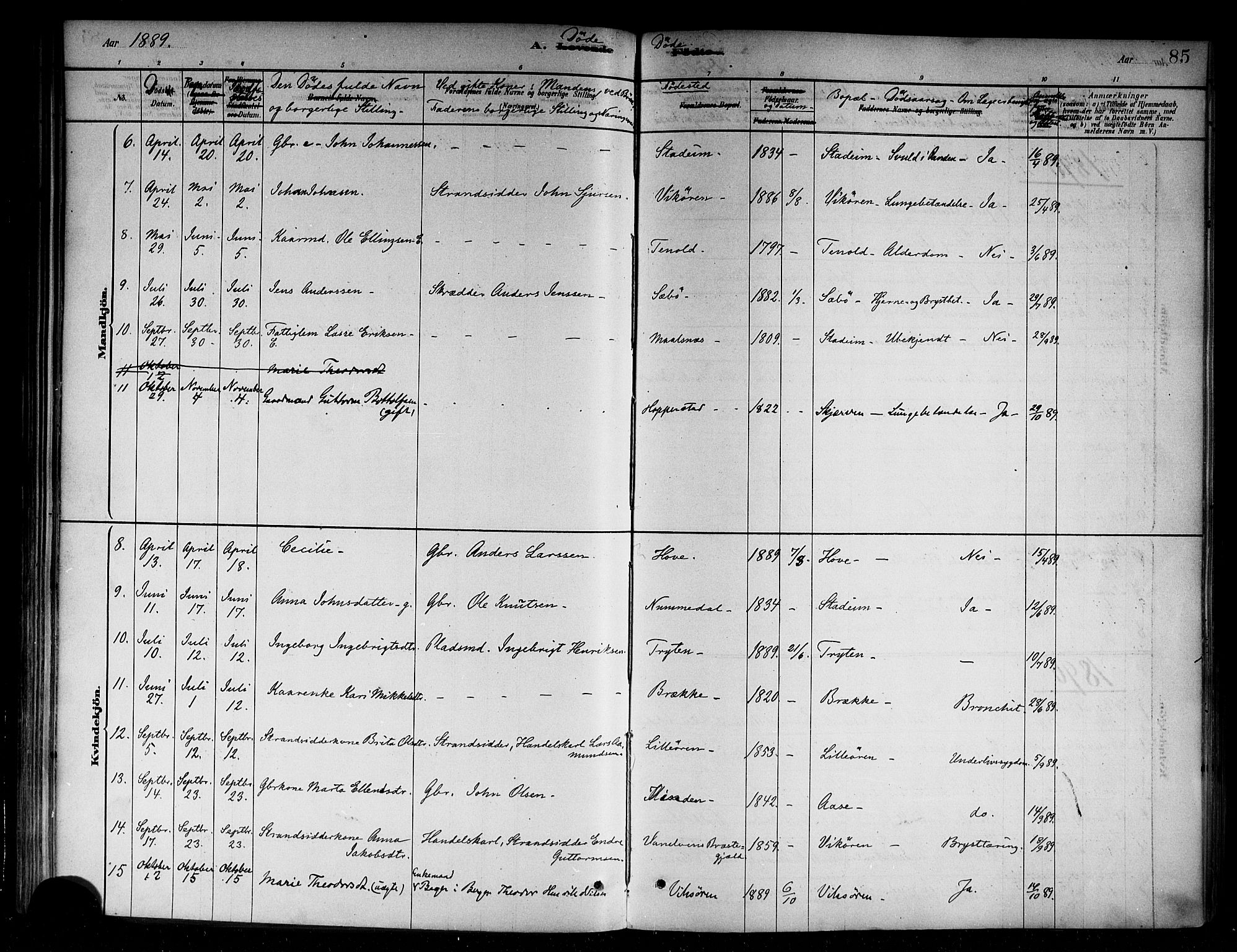 Vik sokneprestembete, SAB/A-81501: Parish register (official) no. B 1, 1878-1890, p. 85