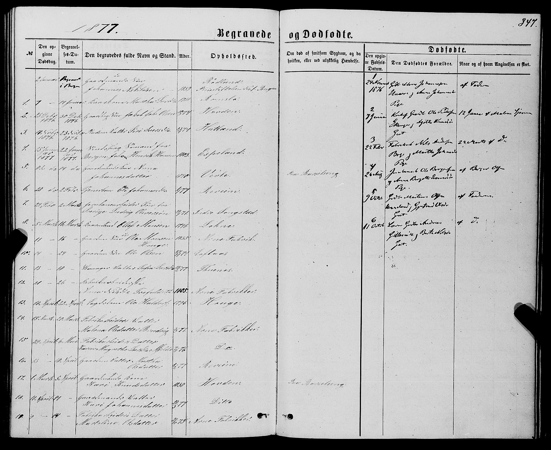 Haus sokneprestembete, SAB/A-75601/H/Haa: Parish register (official) no. A 18, 1871-1877, p. 347