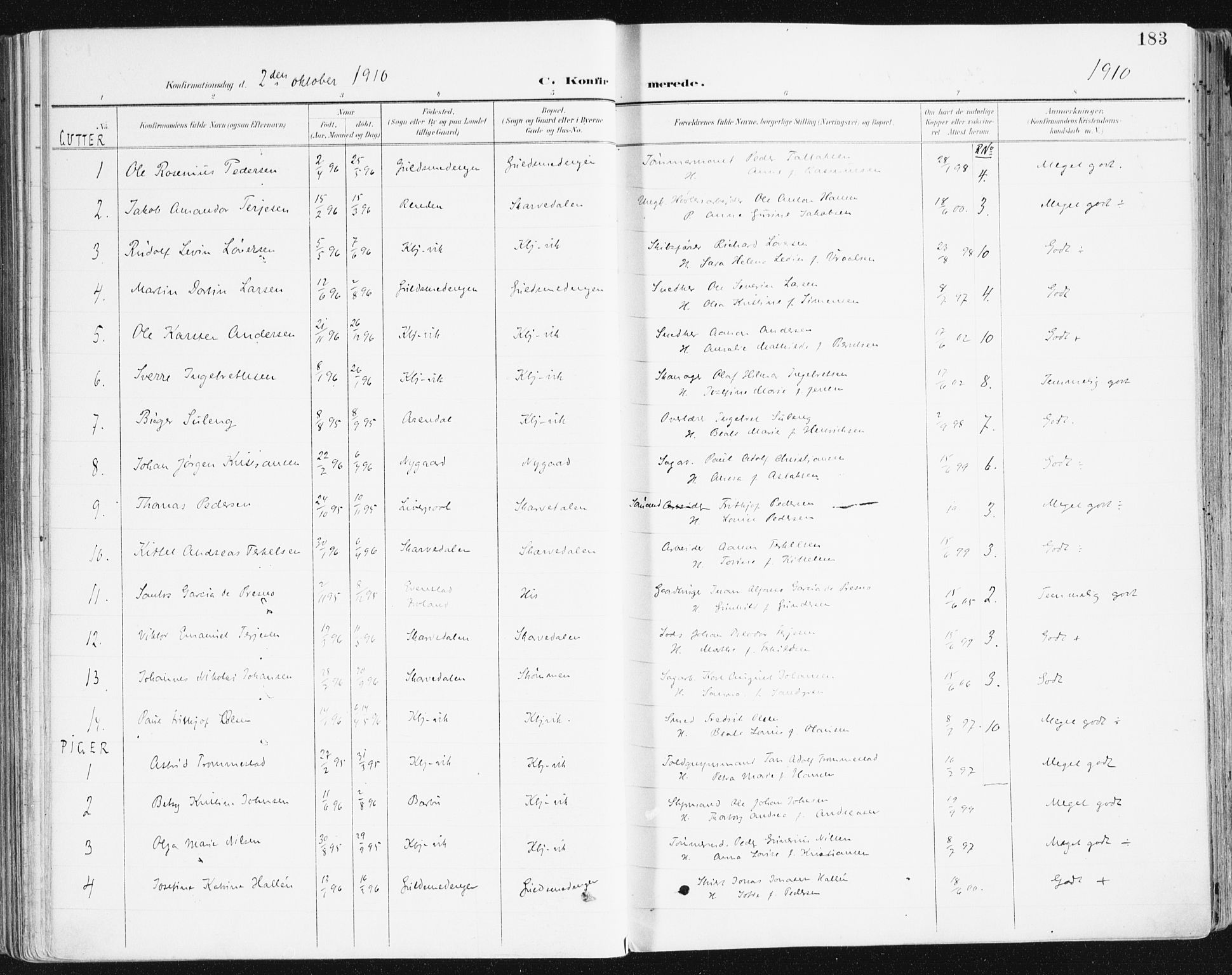 Hisøy sokneprestkontor, AV/SAK-1111-0020/F/Fa/L0004: Parish register (official) no. A 4, 1895-1917, p. 183