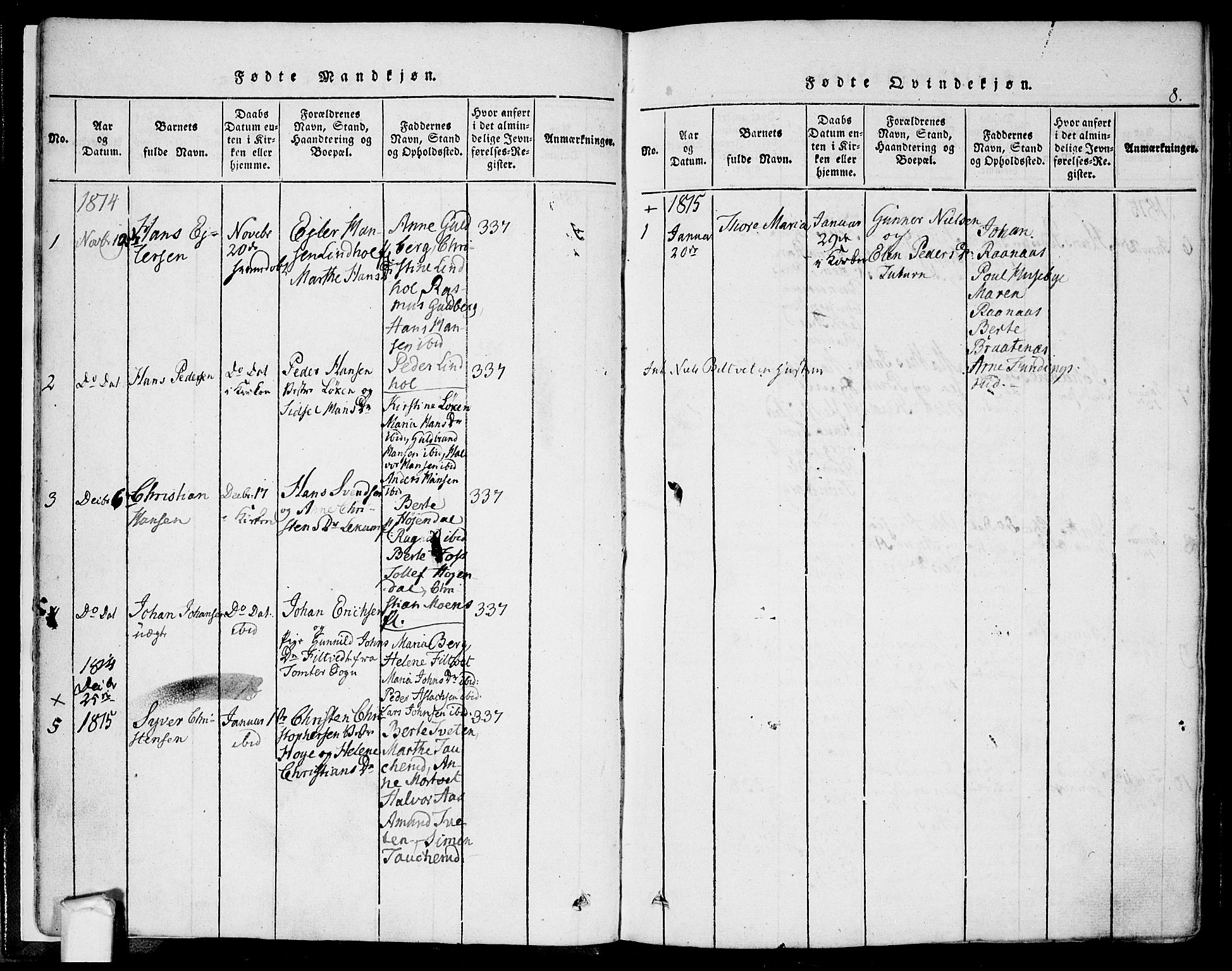 Eidsberg prestekontor Kirkebøker, SAO/A-10905/F/Fa/L0007: Parish register (official) no. I 7, 1814-1832, p. 8
