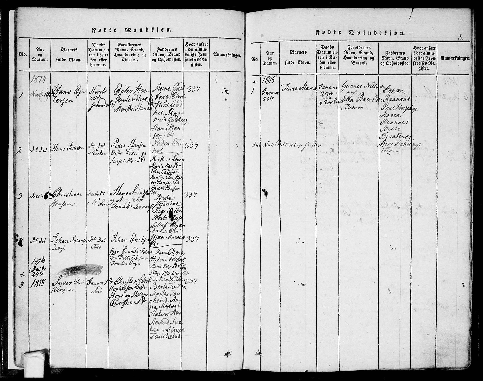Eidsberg prestekontor Kirkebøker, AV/SAO-A-10905/F/Fa/L0007: Parish register (official) no. I 7, 1814-1832, p. 8