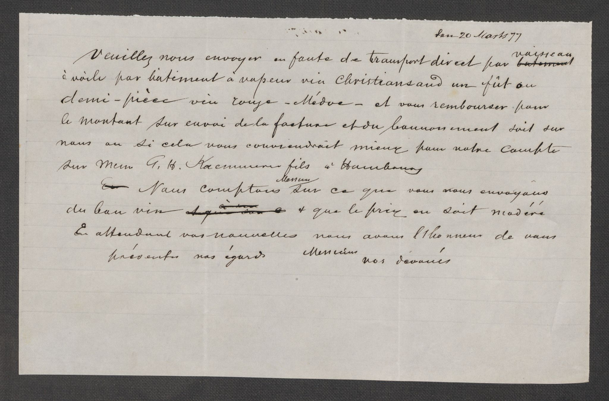 Hoë, Herman & Co, AV/SAT-PA-0280/11/L0023: Kopibok, utenriks, 1872-1882