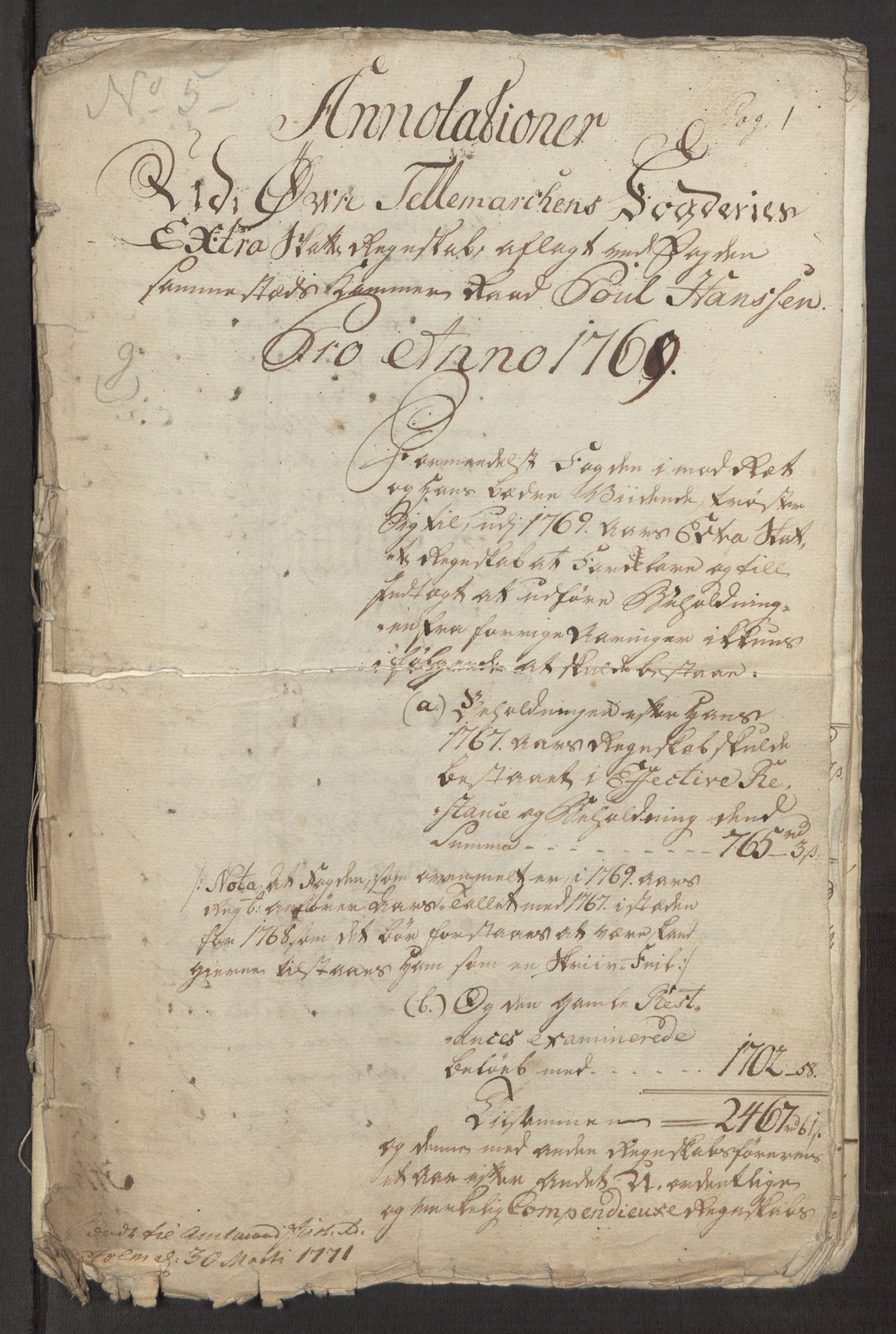 Rentekammeret inntil 1814, Reviderte regnskaper, Fogderegnskap, RA/EA-4092/R38/L2293: Ekstraskatten Øvre Telemark, 1762-1770, p. 408
