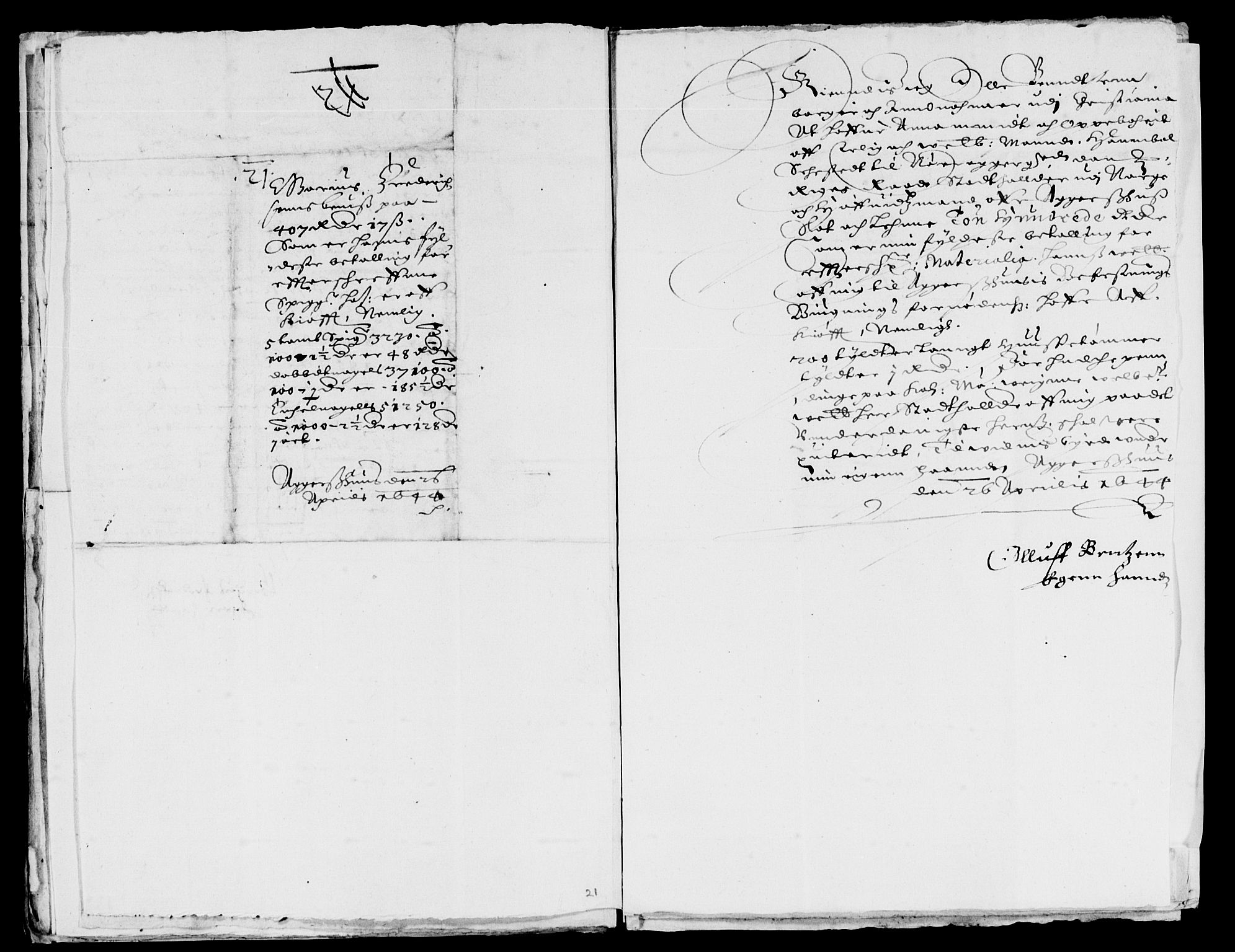 Rentekammeret inntil 1814, Reviderte regnskaper, Lensregnskaper, AV/RA-EA-5023/R/Rb/Rba/L0177: Akershus len, 1643-1644