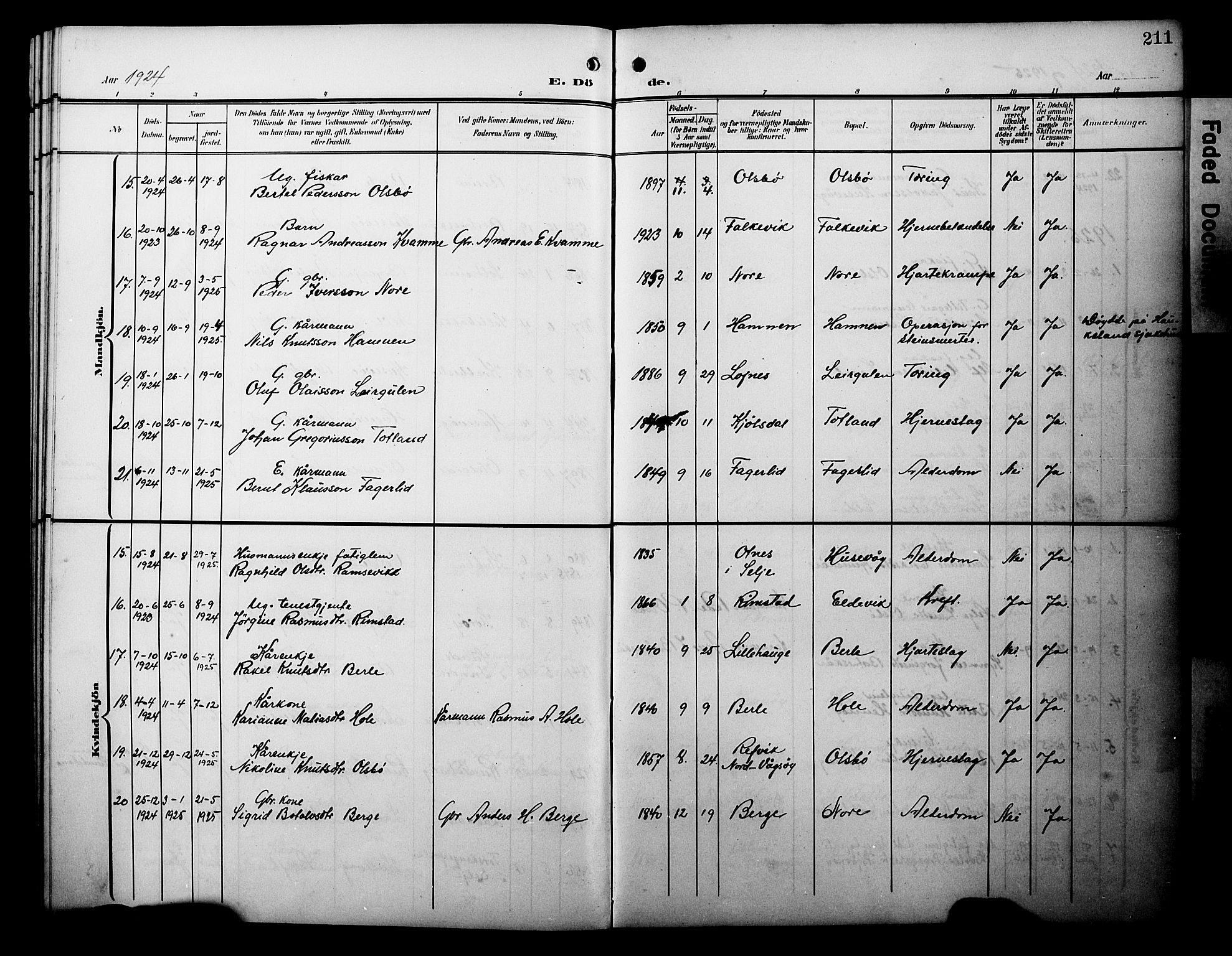 Davik sokneprestembete, AV/SAB-A-79701/H/Hab/Habc/L0003: Parish register (copy) no. C 3, 1907-1929, p. 211