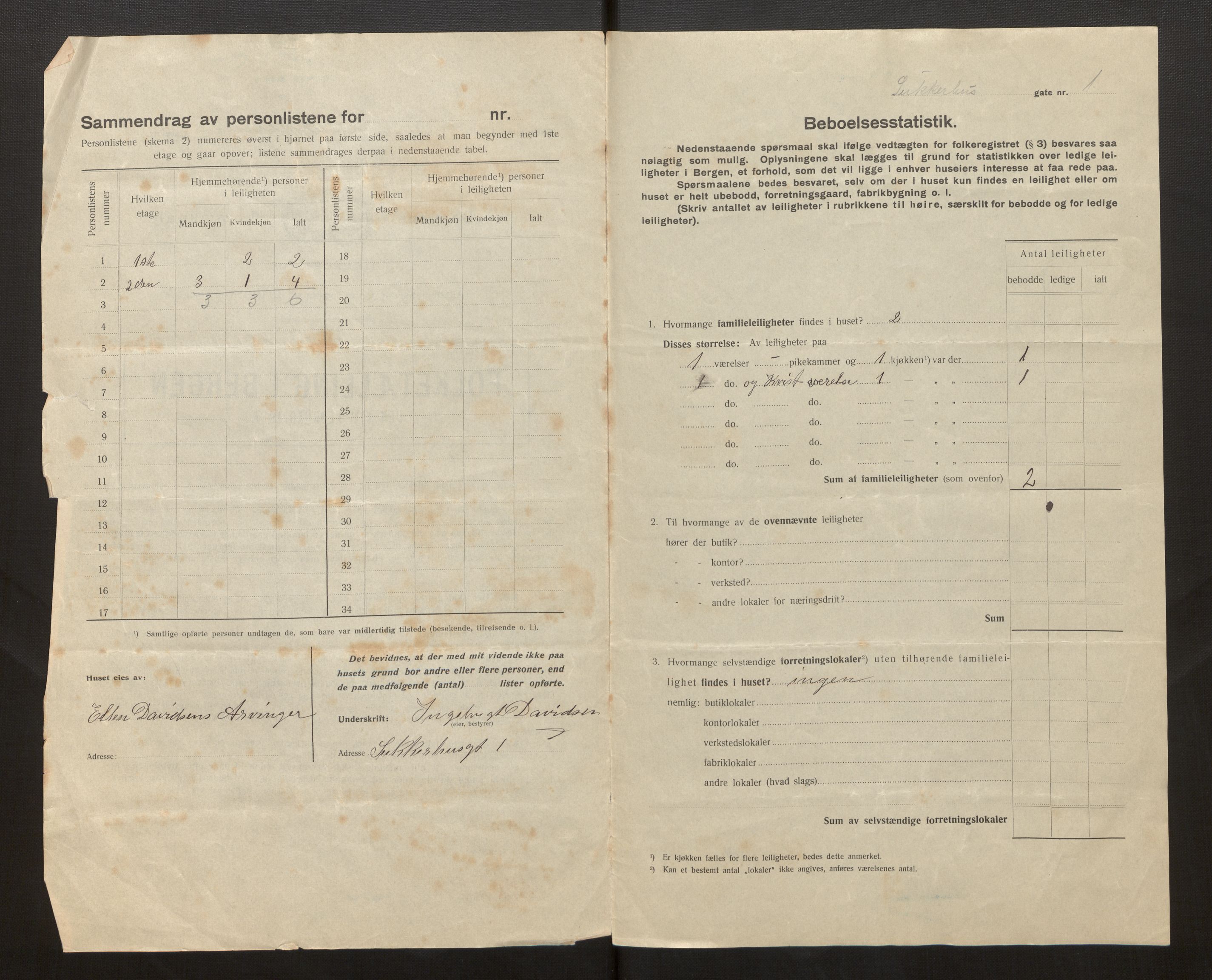 SAB, Municipal Census 1917 for Bergen, 1917, p. 39628