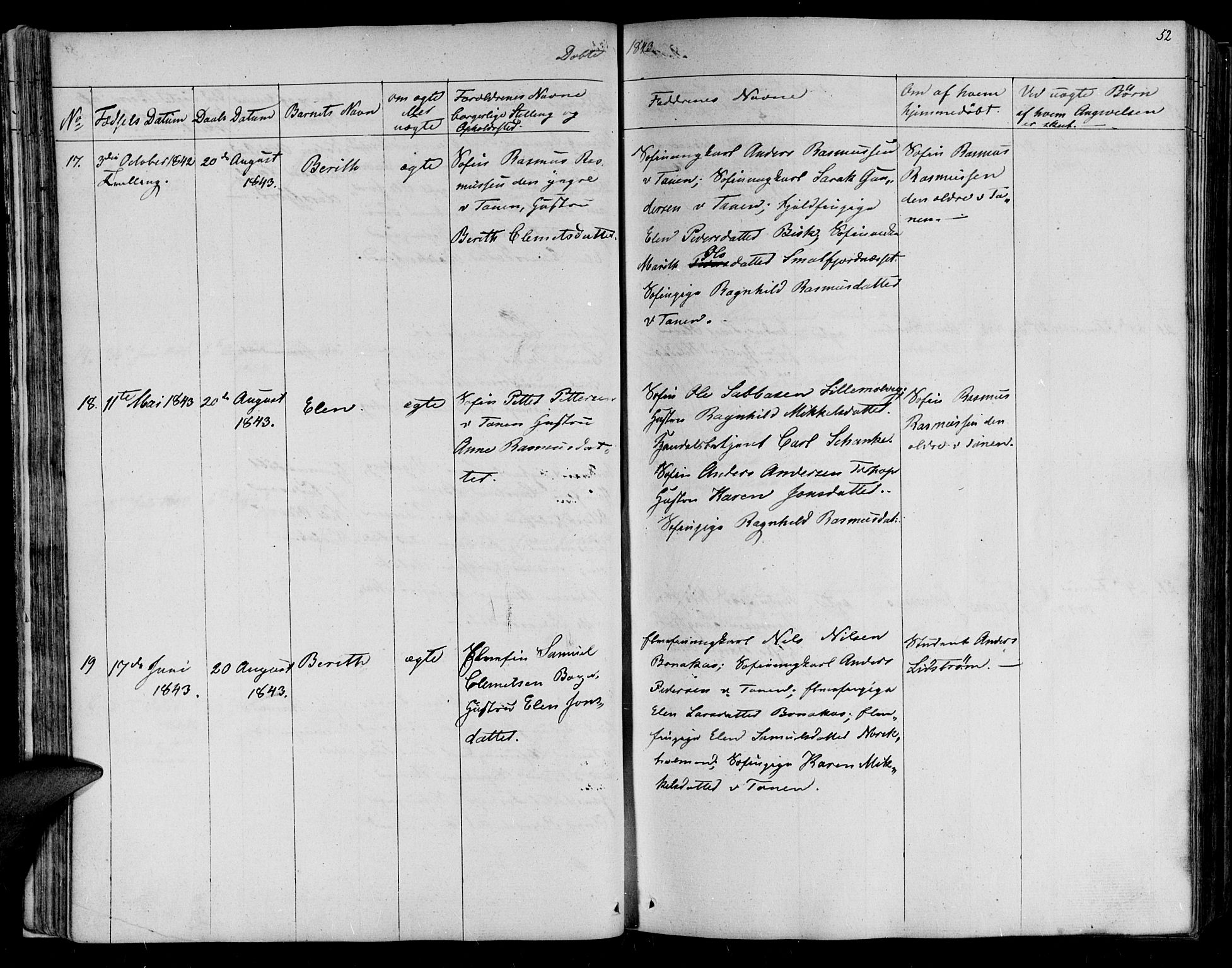 Lebesby sokneprestkontor, AV/SATØ-S-1353/H/Ha/L0003kirke: Parish register (official) no. 3, 1833-1852, p. 52