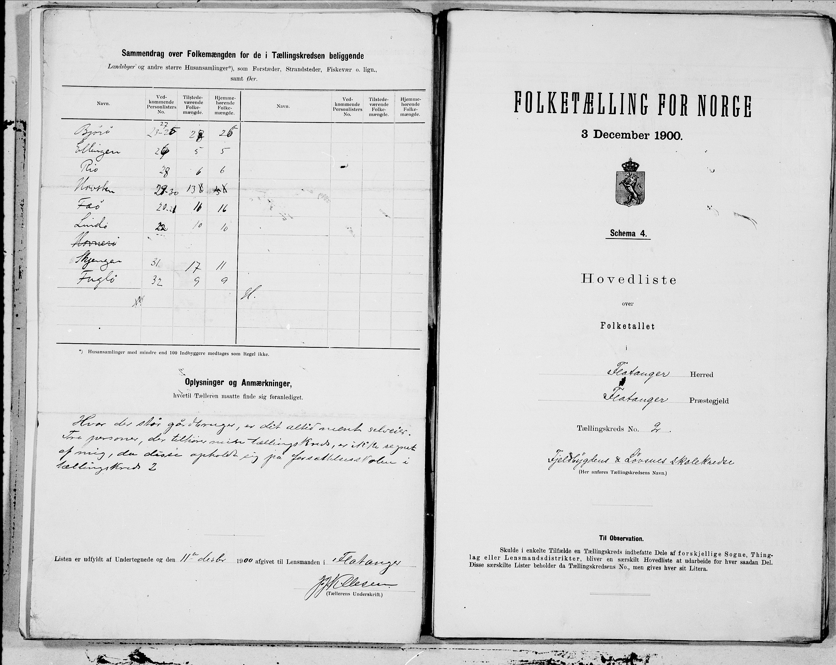 SAT, 1900 census for Flatanger, 1900, p. 4