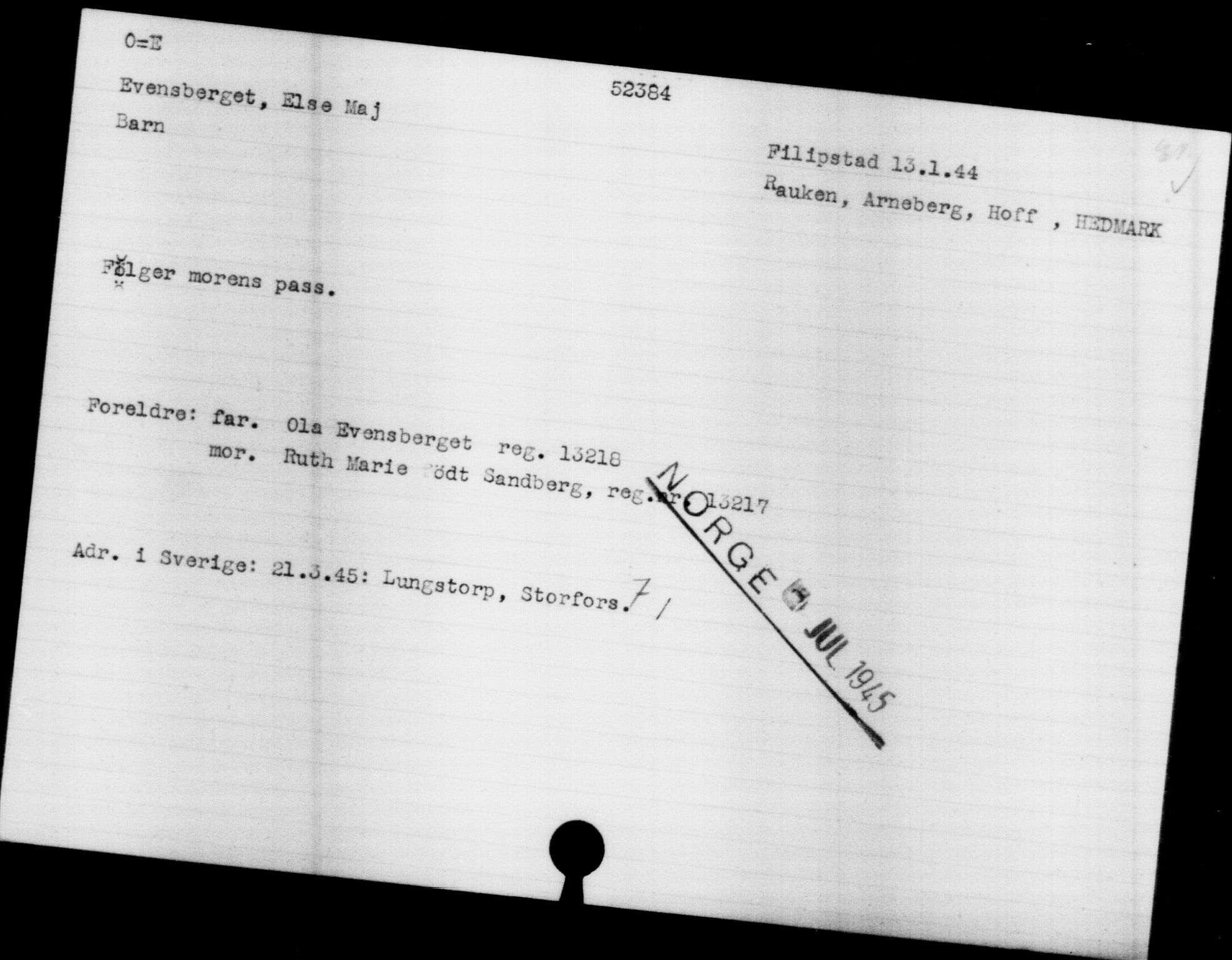 Utenriksstasjonene, Legasjonen i Stockholm, Flyktningkontoret, AV/RA-S-6753/V/Va/L0019: Kjesäterkartoteket, flyktninger med registreringsnr. 49600-55060, 1940-1945, p. 1856